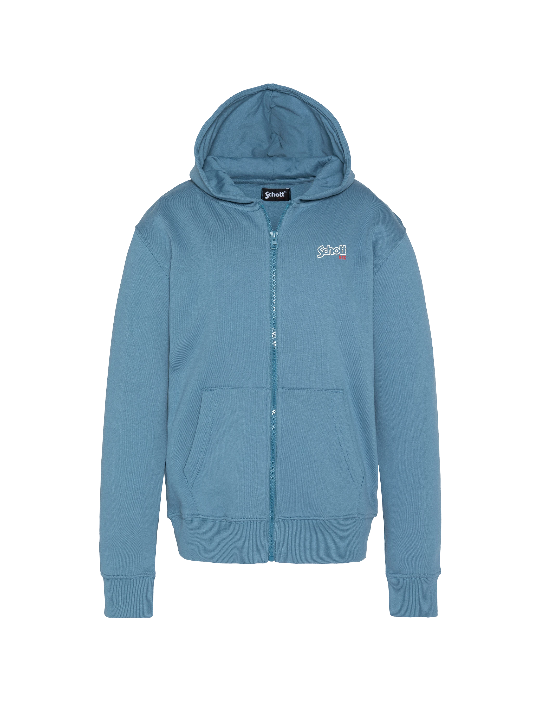 Jeans della felpa con zipped blu con cappuccio per bambini-1