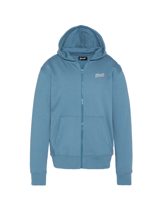 Blue zipped sweatshirt jeans with children's hood