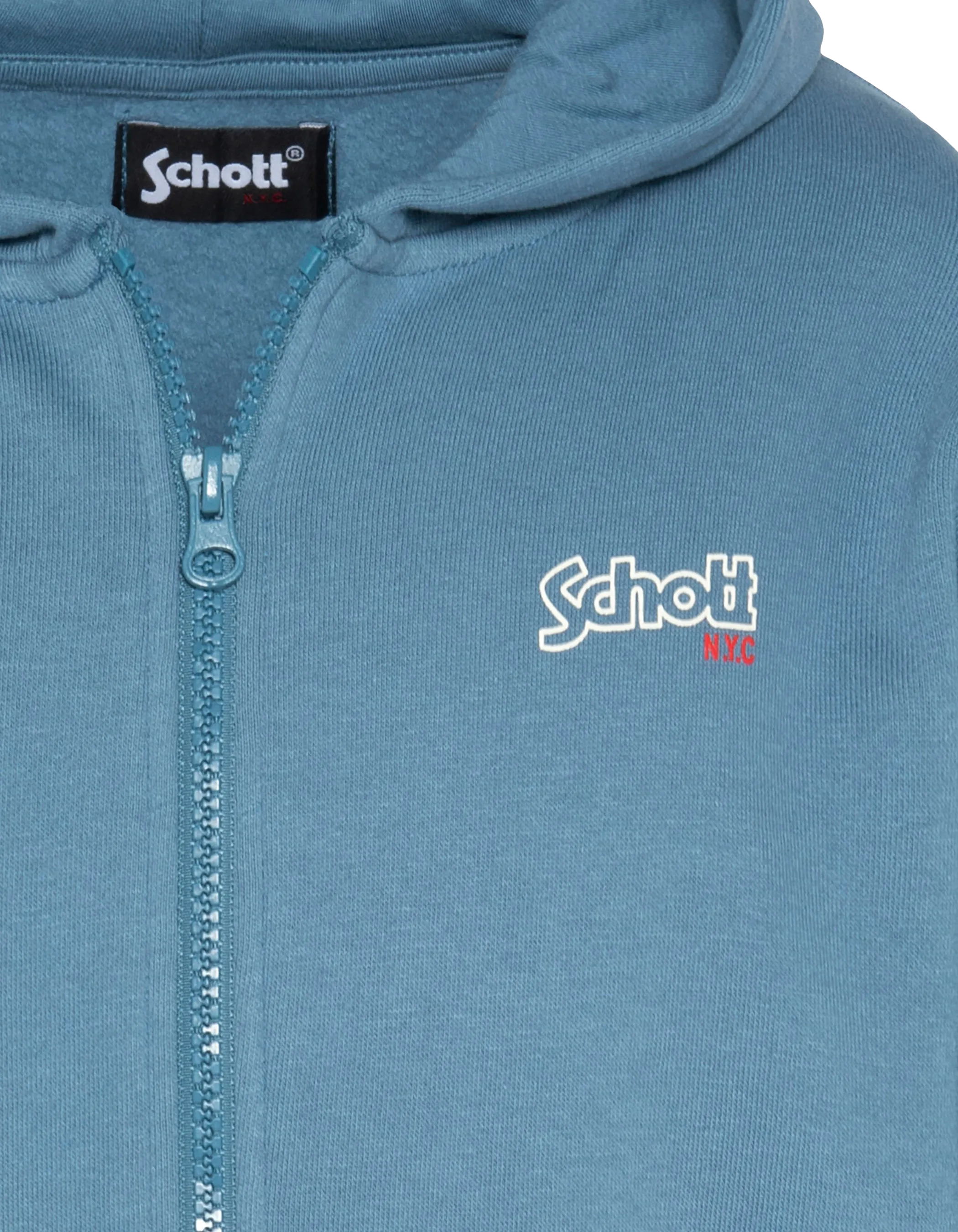 Jeans della felpa con zipped blu con cappuccio per bambini-3