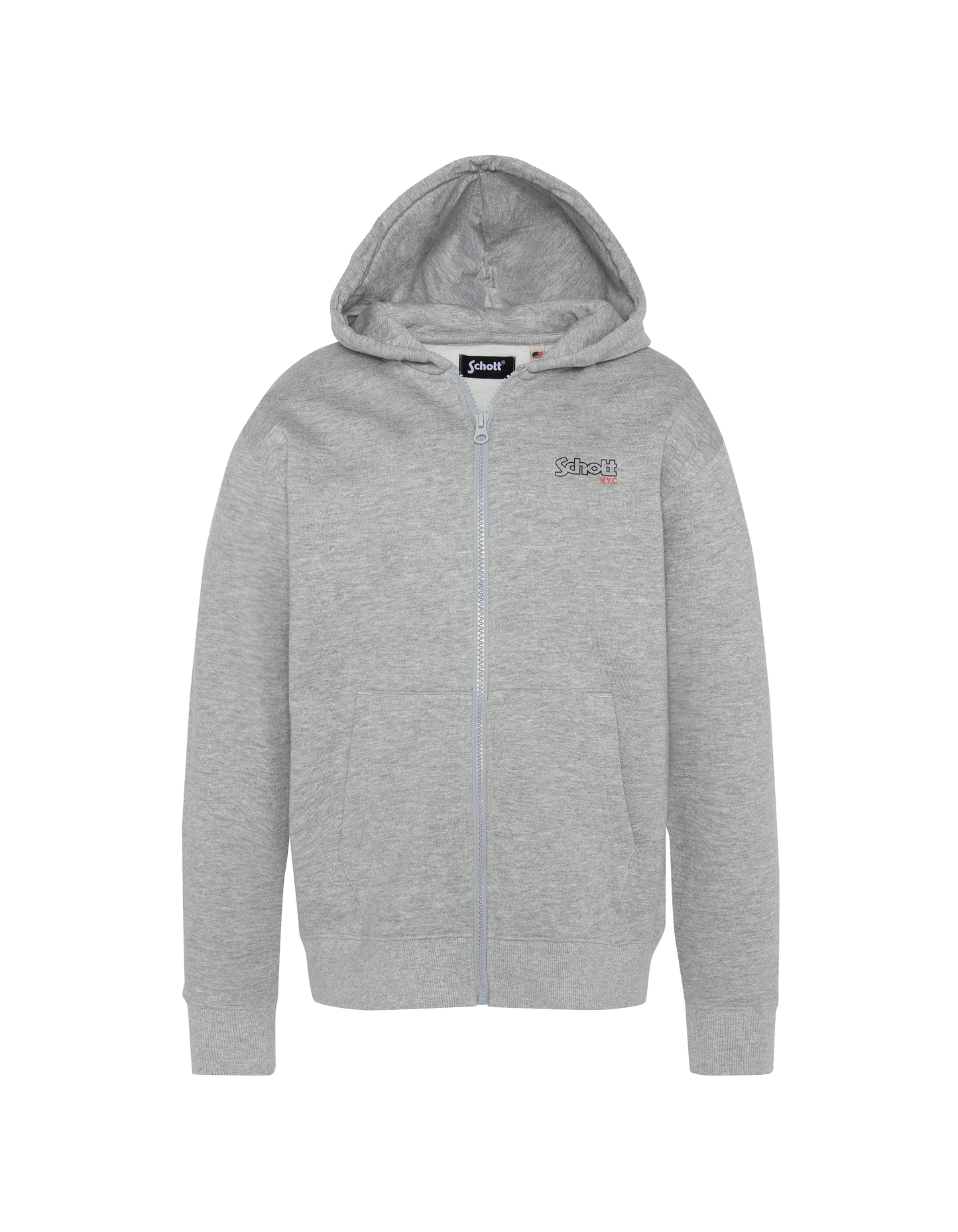 Sudadera infantil con capucha y cremallera gris jaspeado