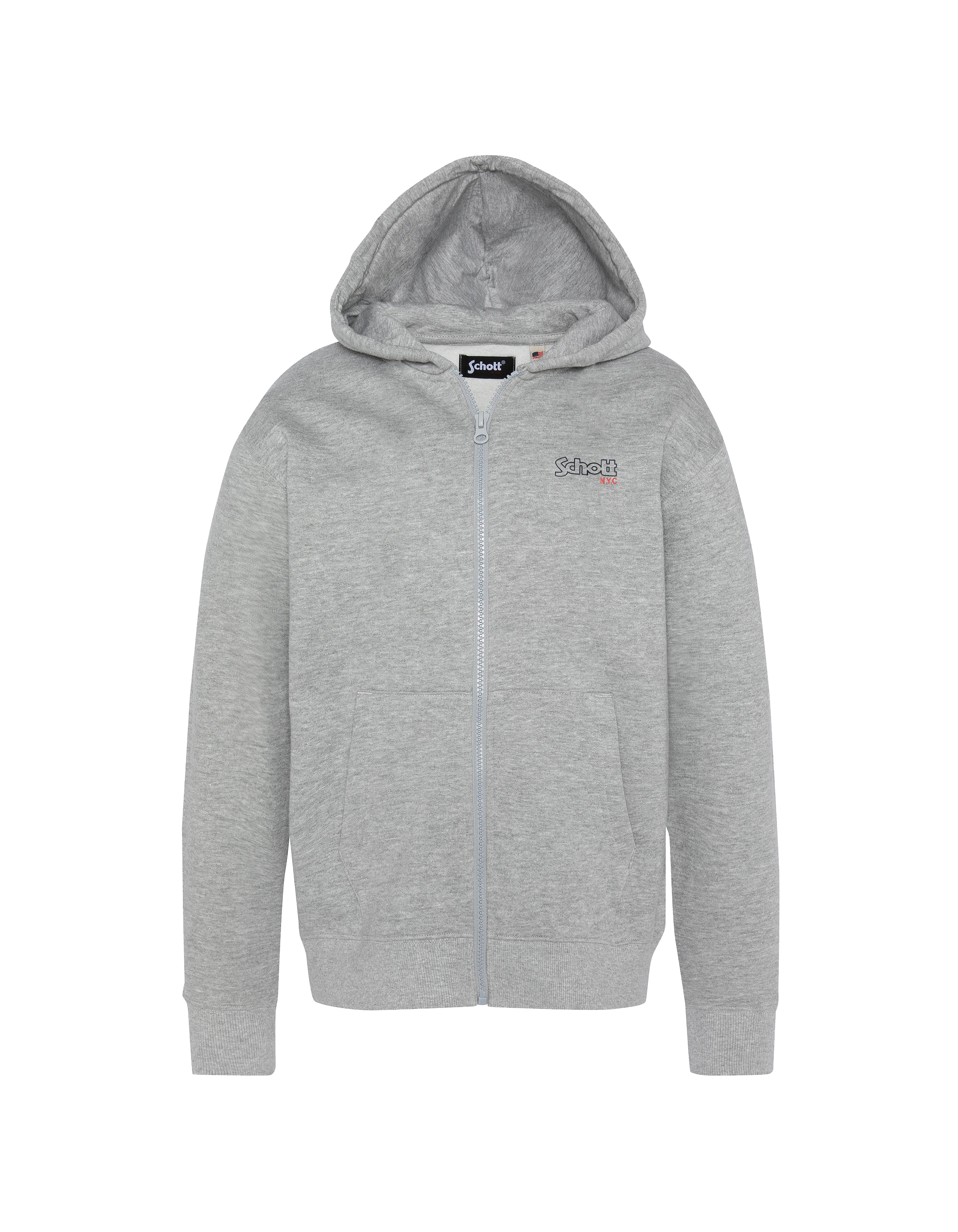 Sudadera infantil con capucha y cremallera gris jaspeado-1