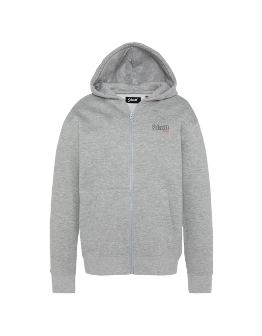 Sweatshirt zippé gris chiné à capuche enfant