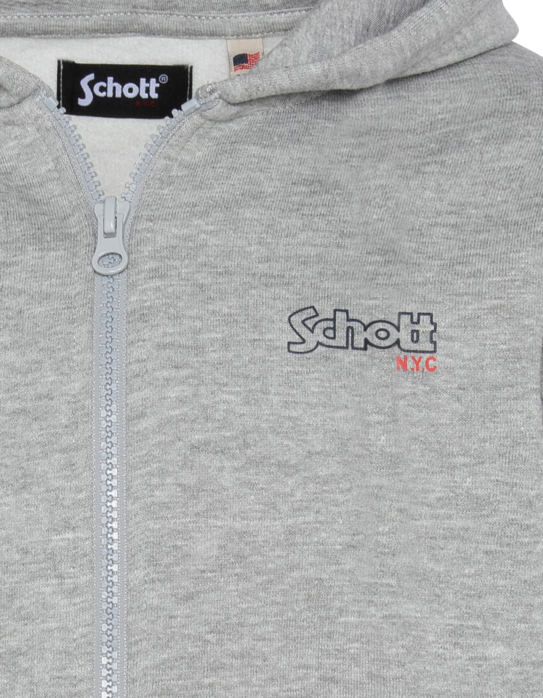 Sudadera infantil con capucha y cremallera gris jaspeado-3