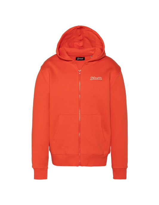 Sweatshirt zippé orange à capuche enfant