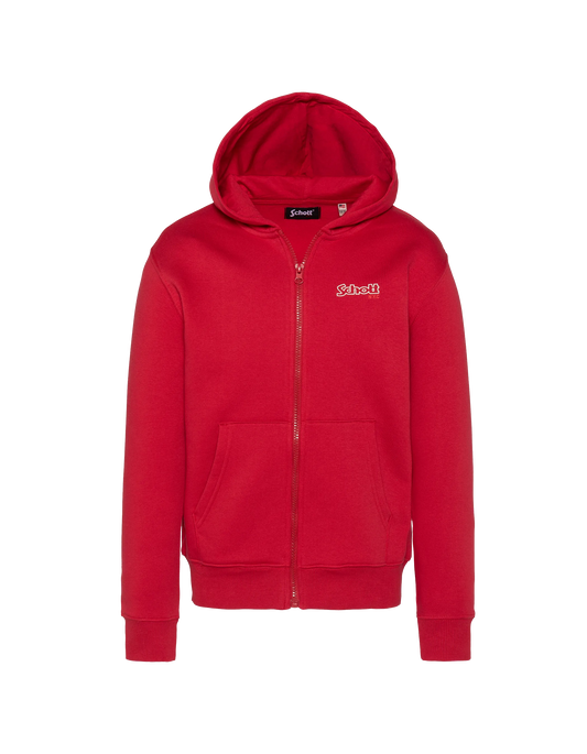 Felpa rossa con cappuccio e zip per bambini