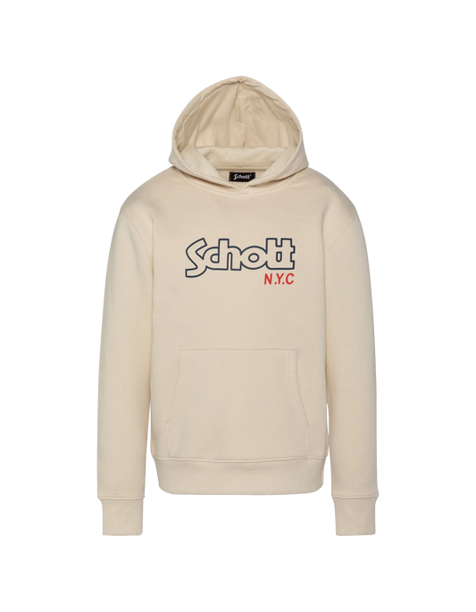 Felpa da bambino con cappuccio stampata sabbia