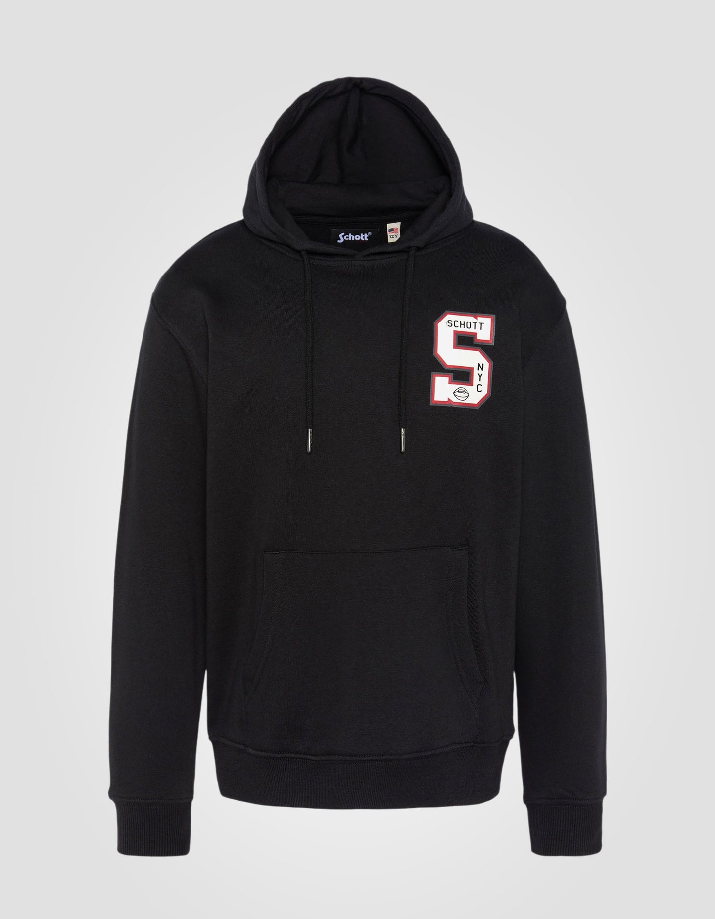 Schwarz bedrucktes Kapuzen -Sweatshirt