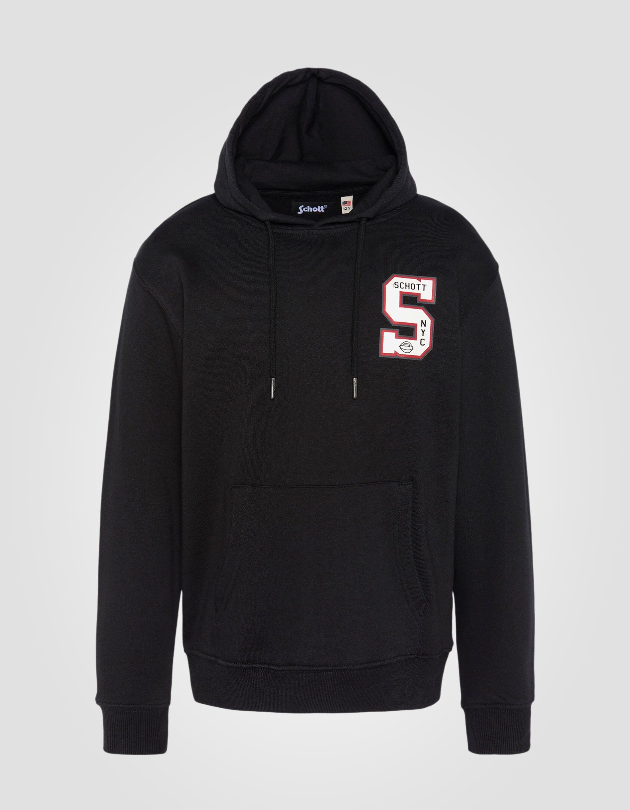 Schwarz bedrucktes Kapuzen -Sweatshirt-1