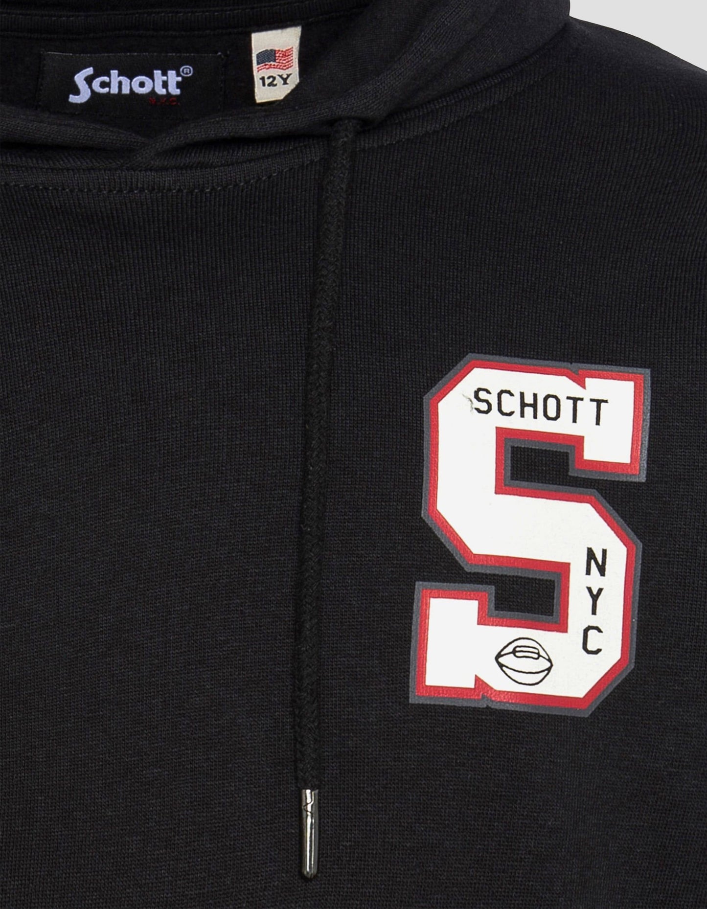 Schwarz bedrucktes Kapuzen -Sweatshirt