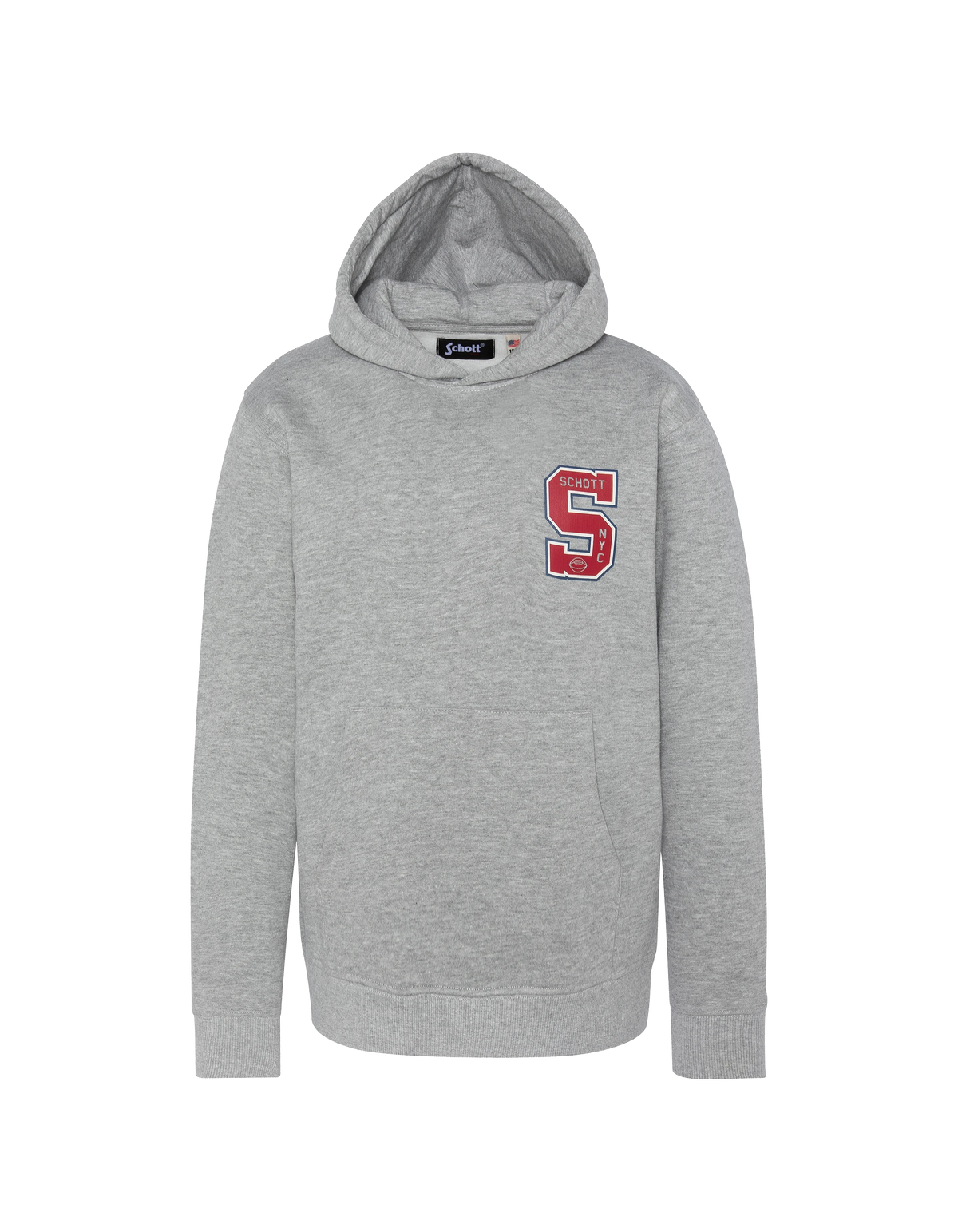 Sudadera gris jaspeado con capucha y estampado-2