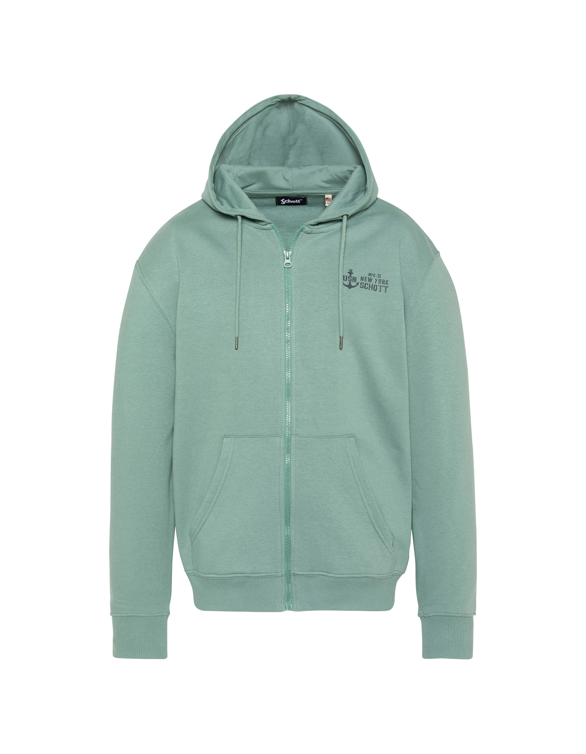 Sweatshirt zippé à capuche sage kaki