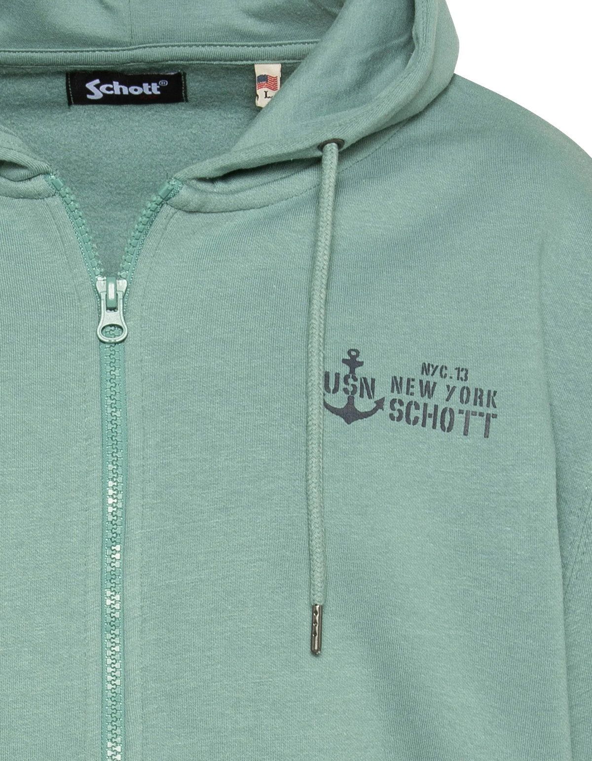 Sweatshirt zippé à capuche sage kaki-3