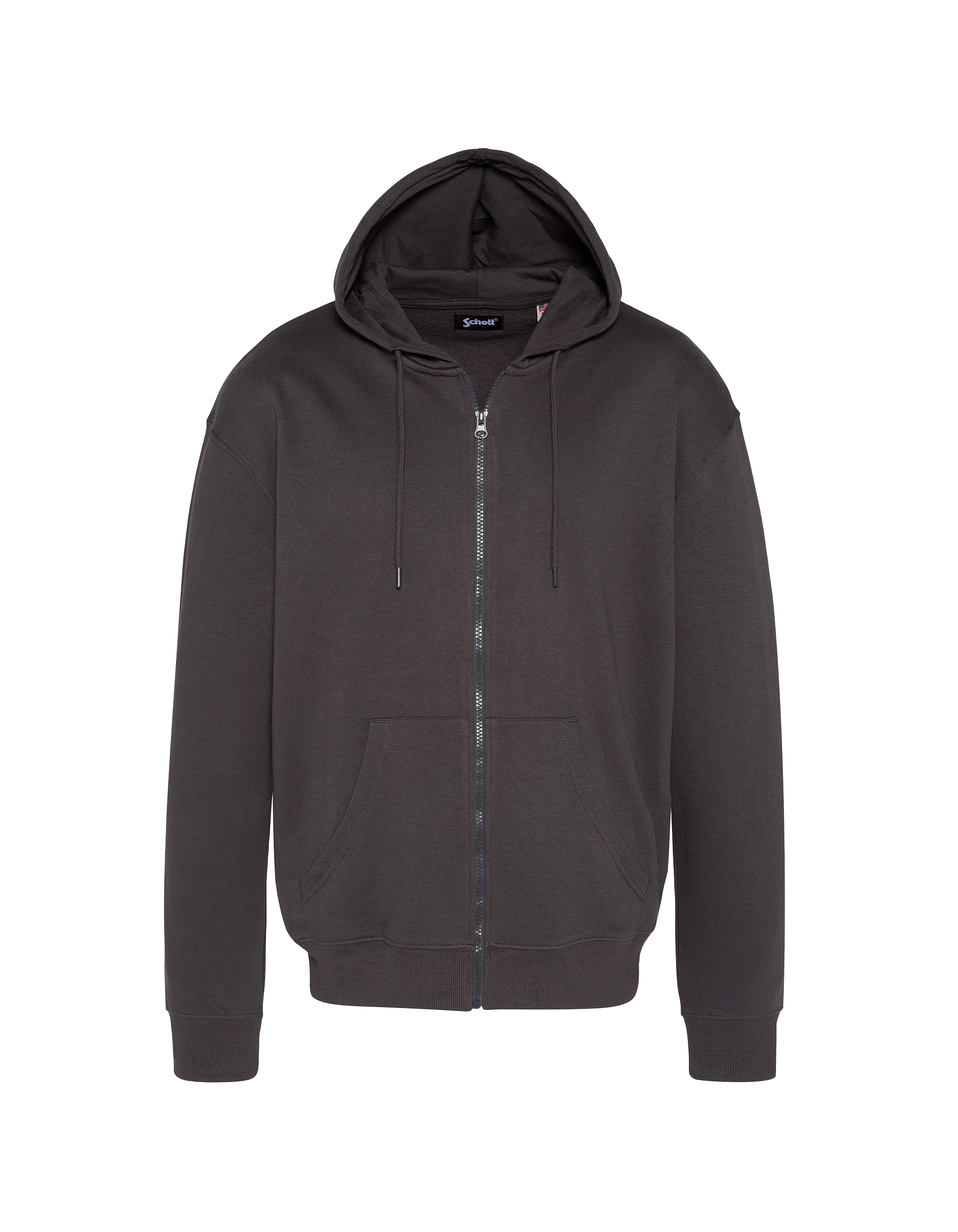 Sweatshirt à capuche anthracite uni zippé-1