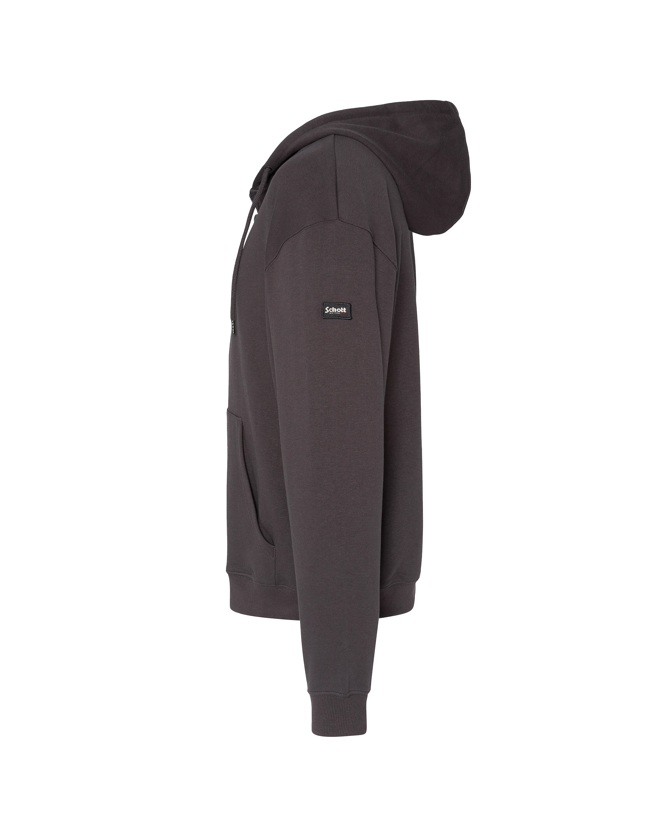 Sweatshirt à capuche anthracite uni zippé-3