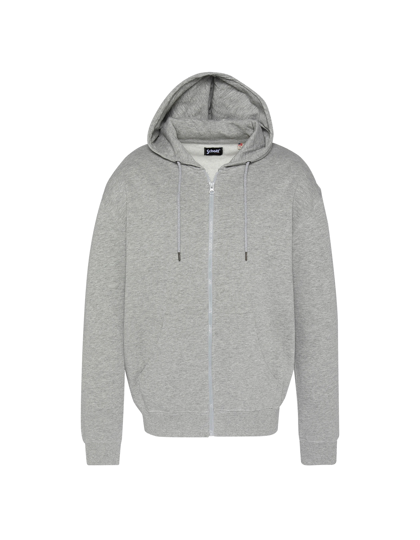 Sweatshirt à capuche gris chiné uni zippé