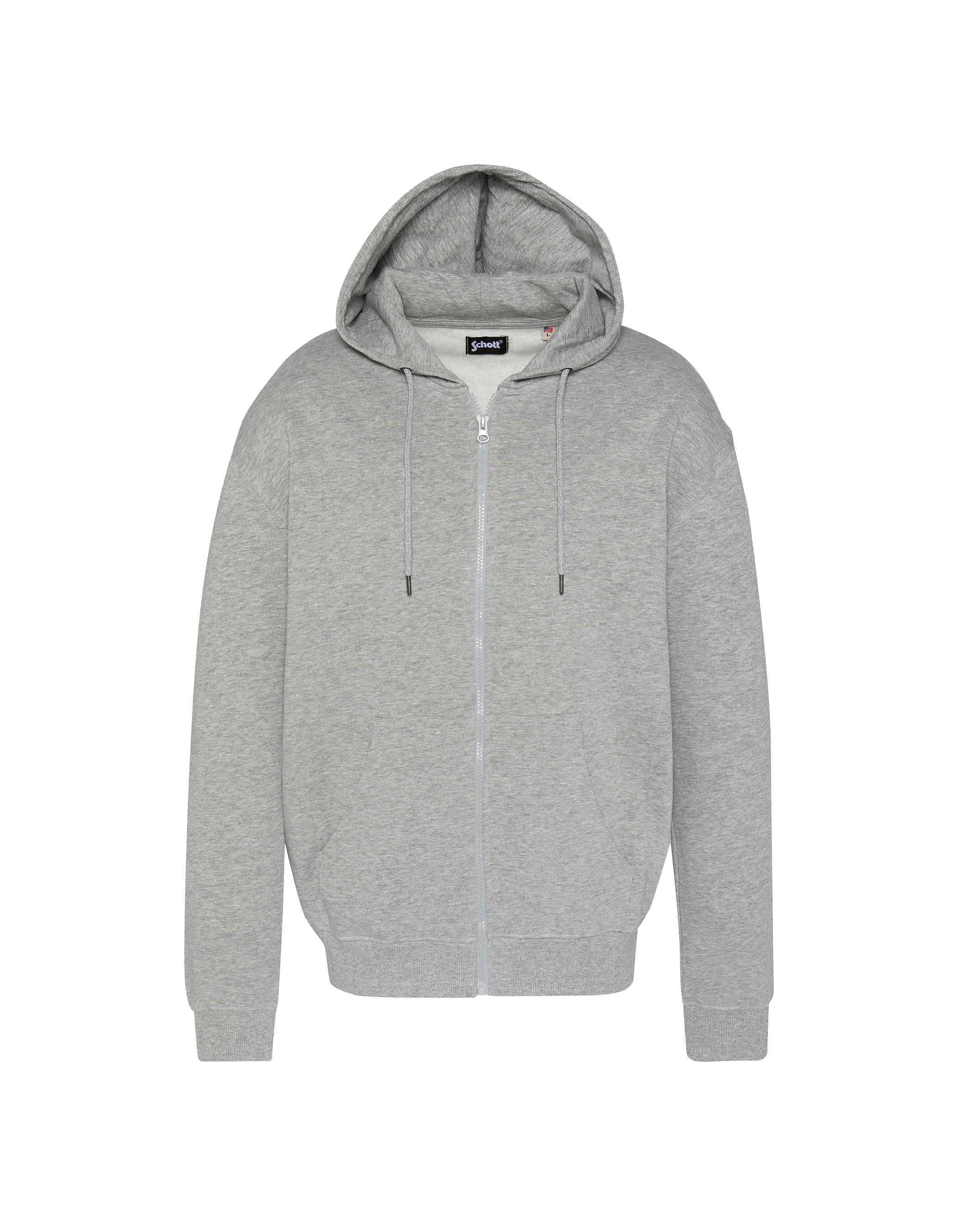 Sweatshirt à capuche gris chiné uni zippé-1