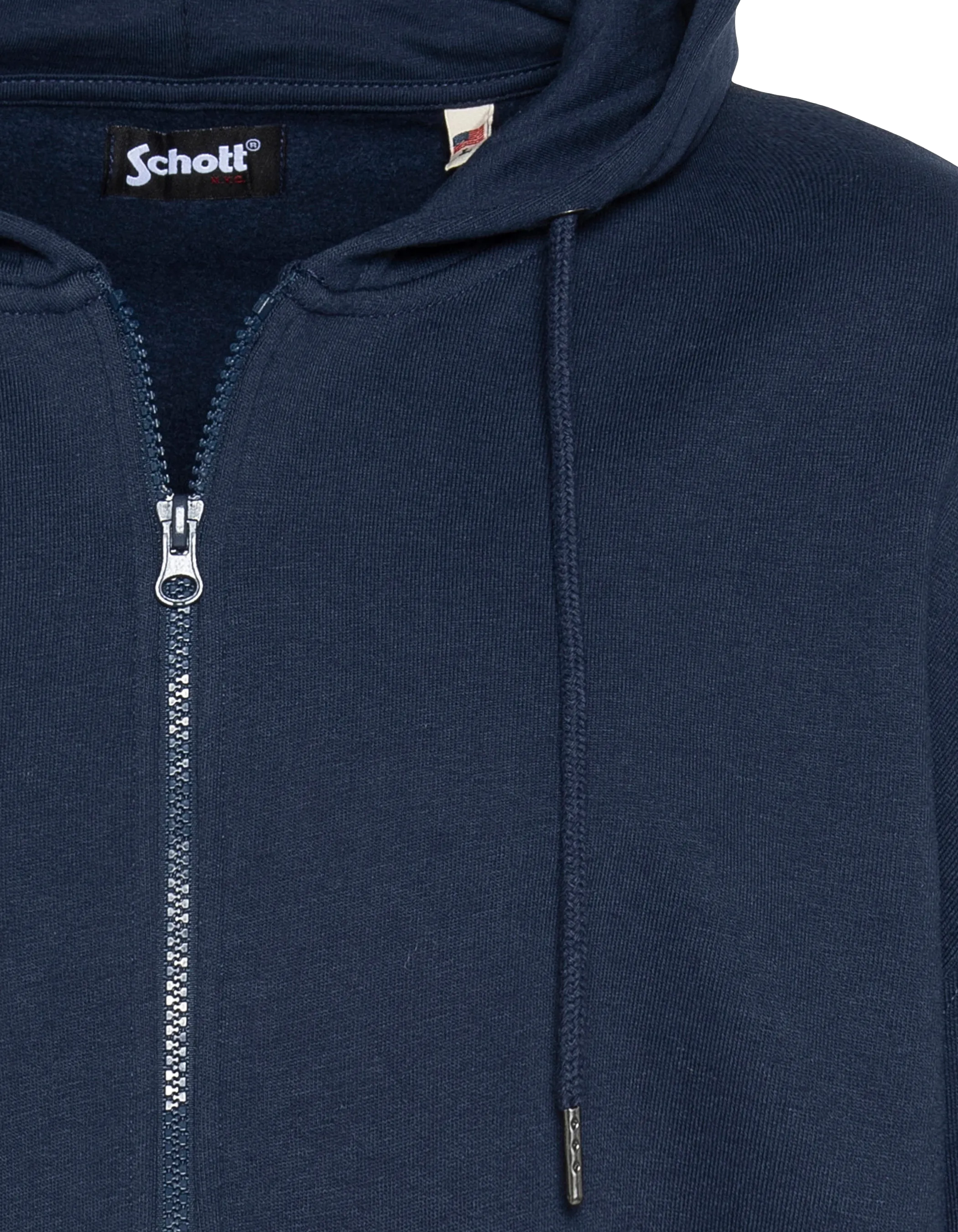 Sweatshirt à capuche bleu marine uni zippé-4