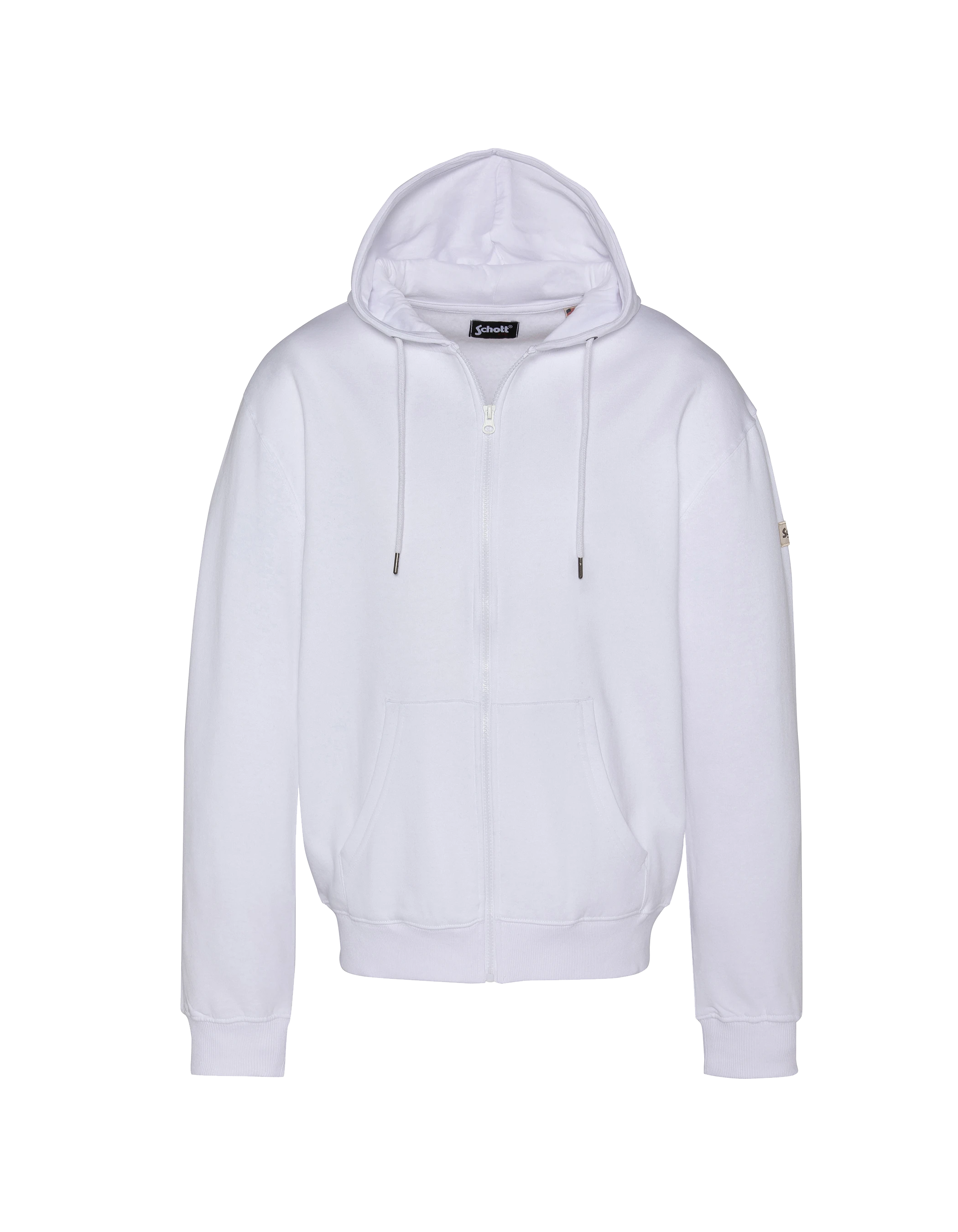Sweatshirt à capuche blanc uni zippé-1