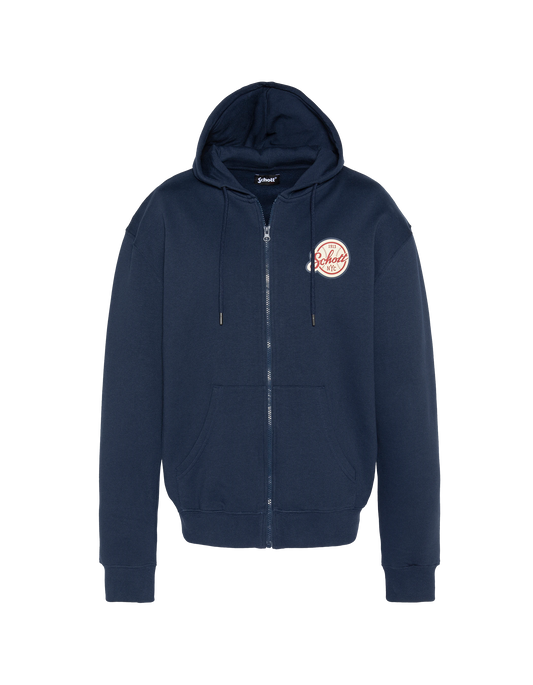 Zipped navy blue navy hood