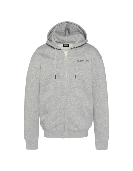 Sweatshirt zippé à capuche gris chiné