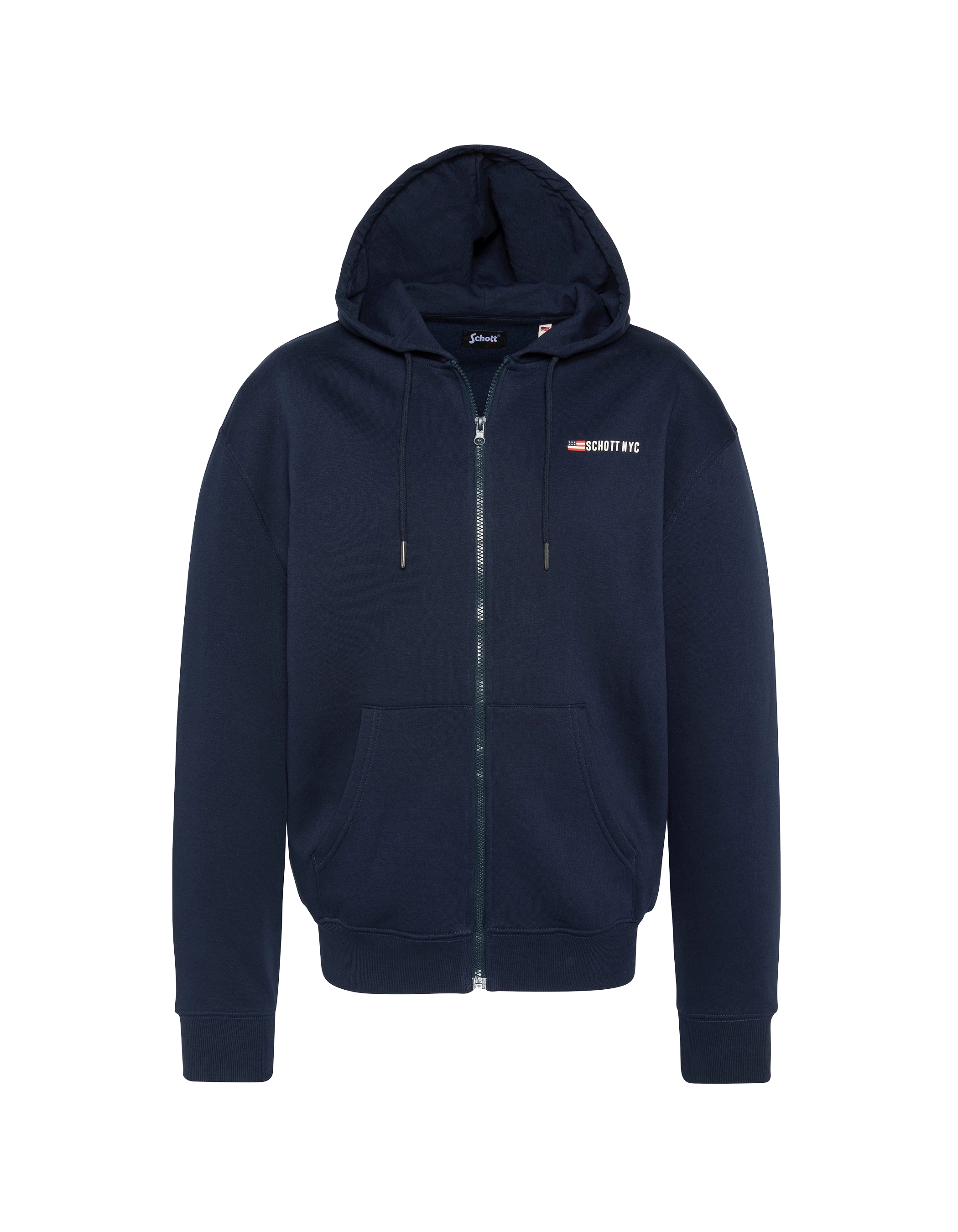 Sweatshirt zippé à capuche bleu marine-1