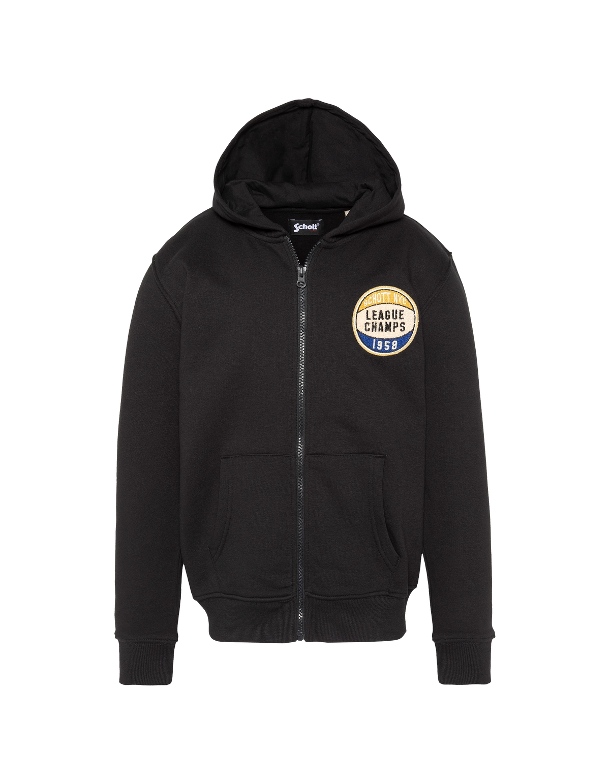 Felpa con cappuccio e zip nera da bambino-1