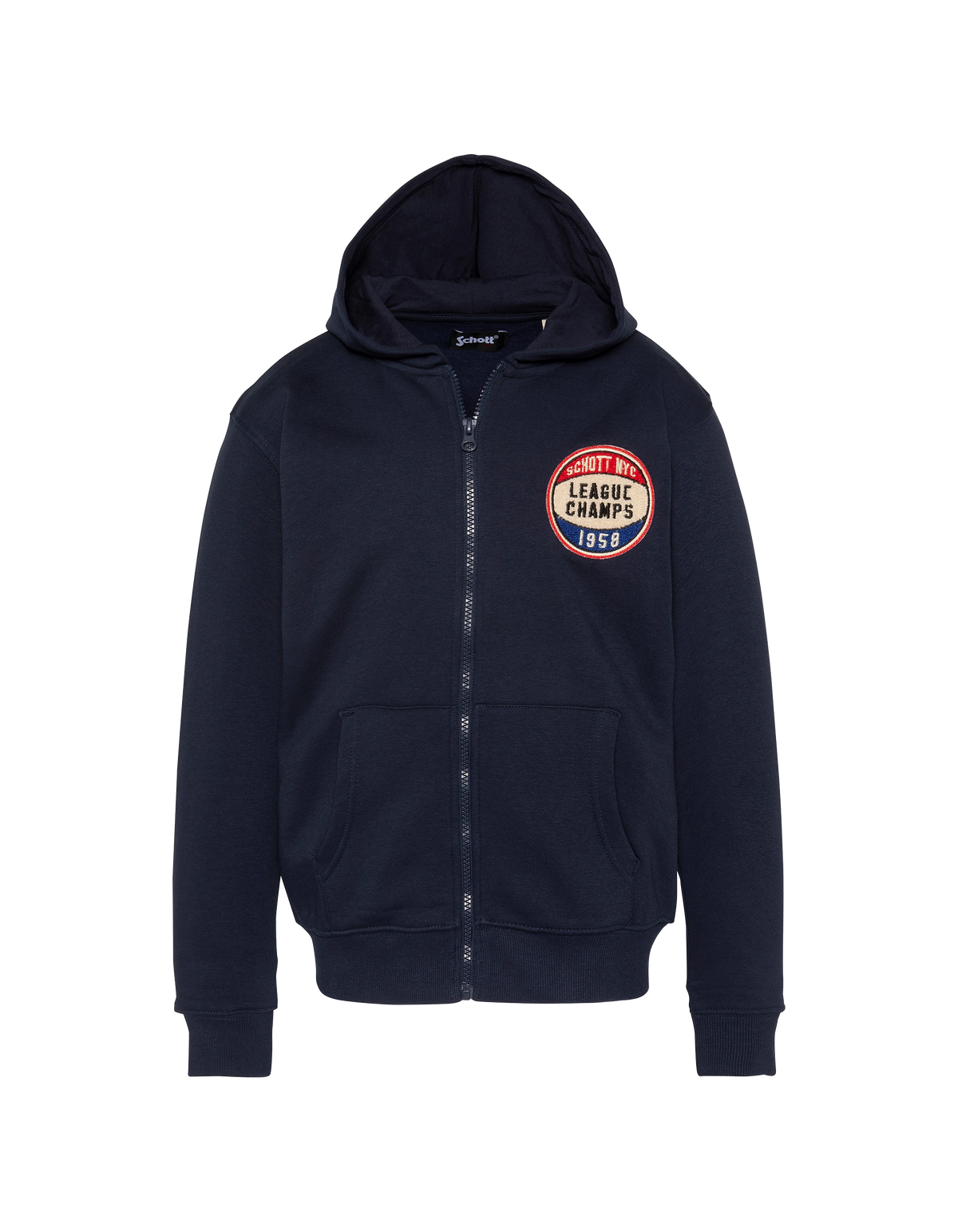 Felpa con cappuccio e zip blu navy da bambino