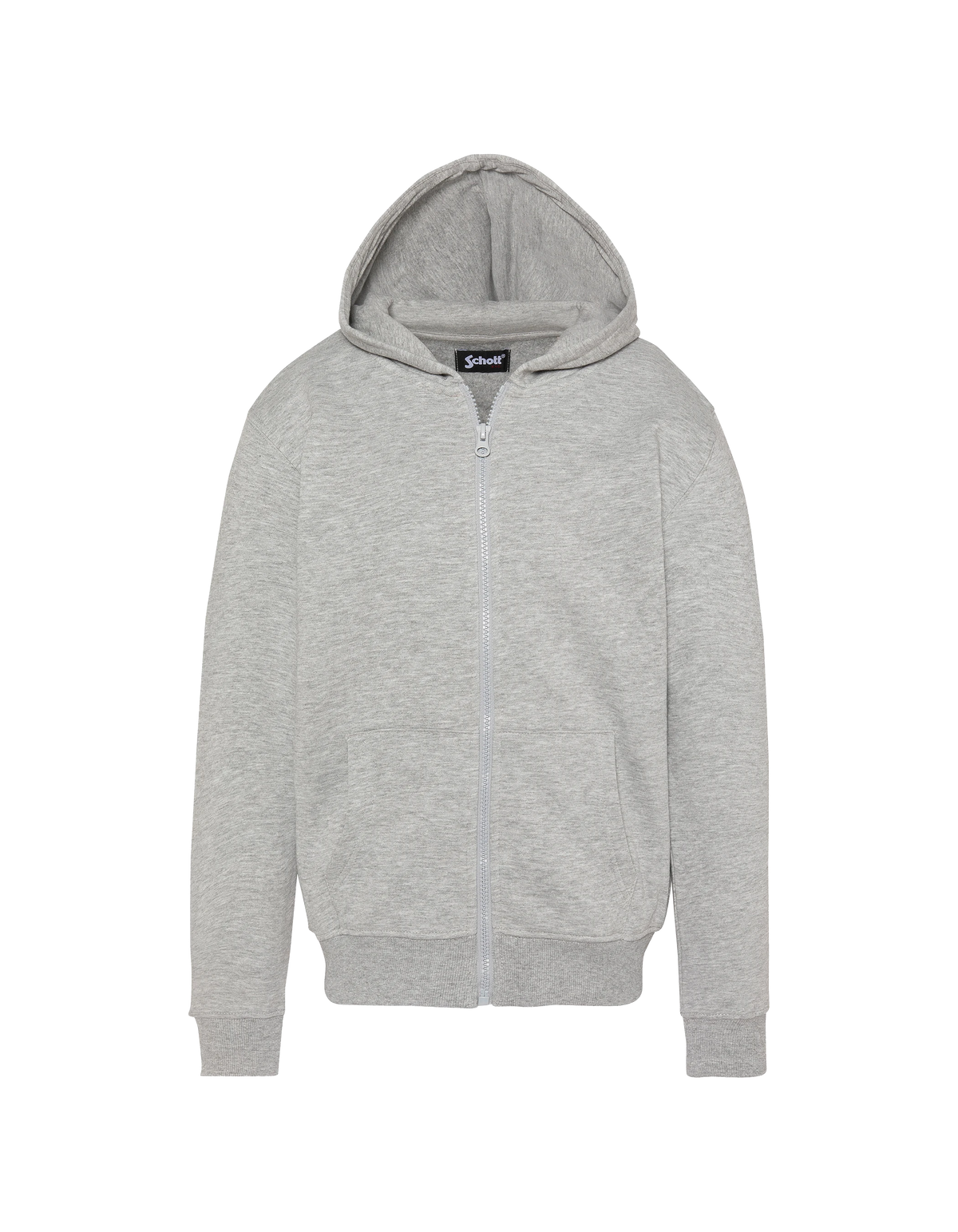 Sweatshirt zippé à capuche gris chiné imprimé au dos enfant-1