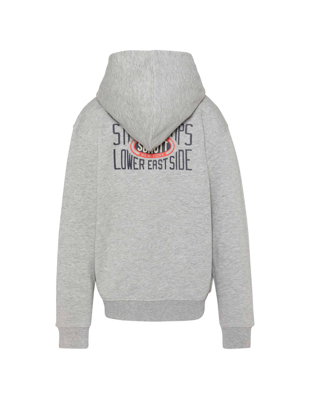 Sweatshirt zippé à capuche gris chiné imprimé au dos enfant