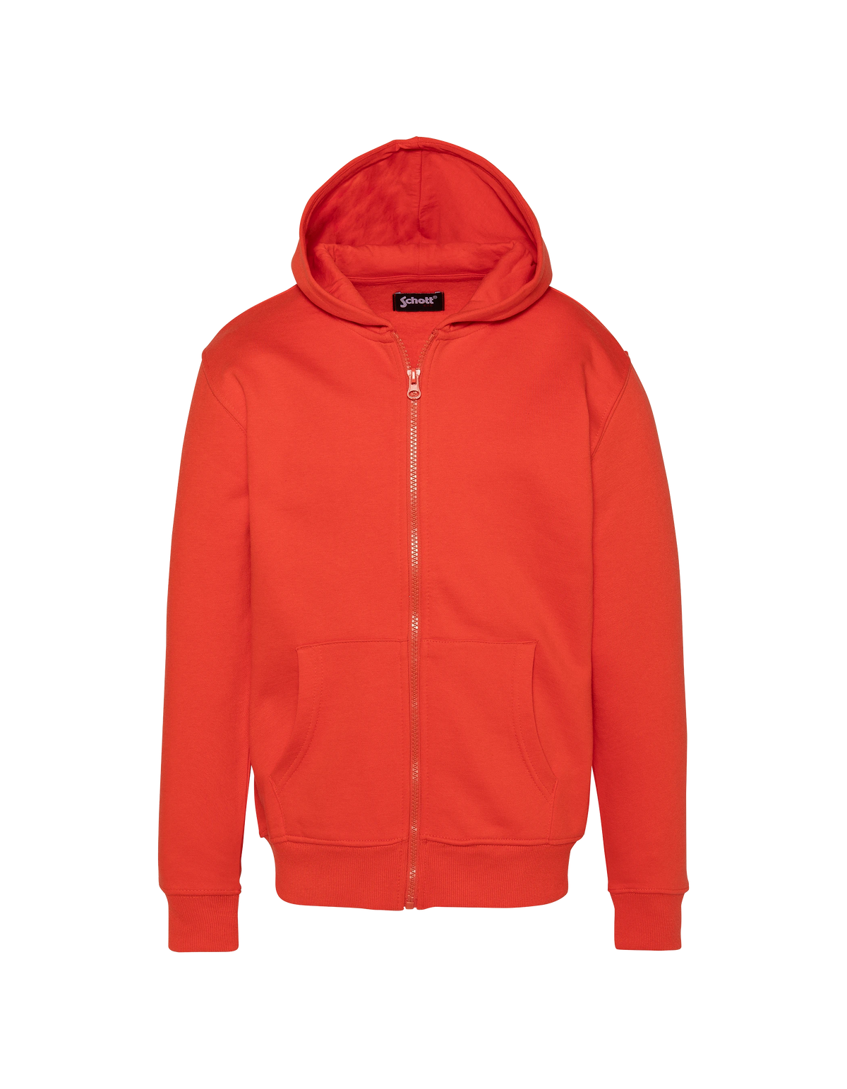 Sweatshirt zippé à capuche orange imprimé au dos enfant-1