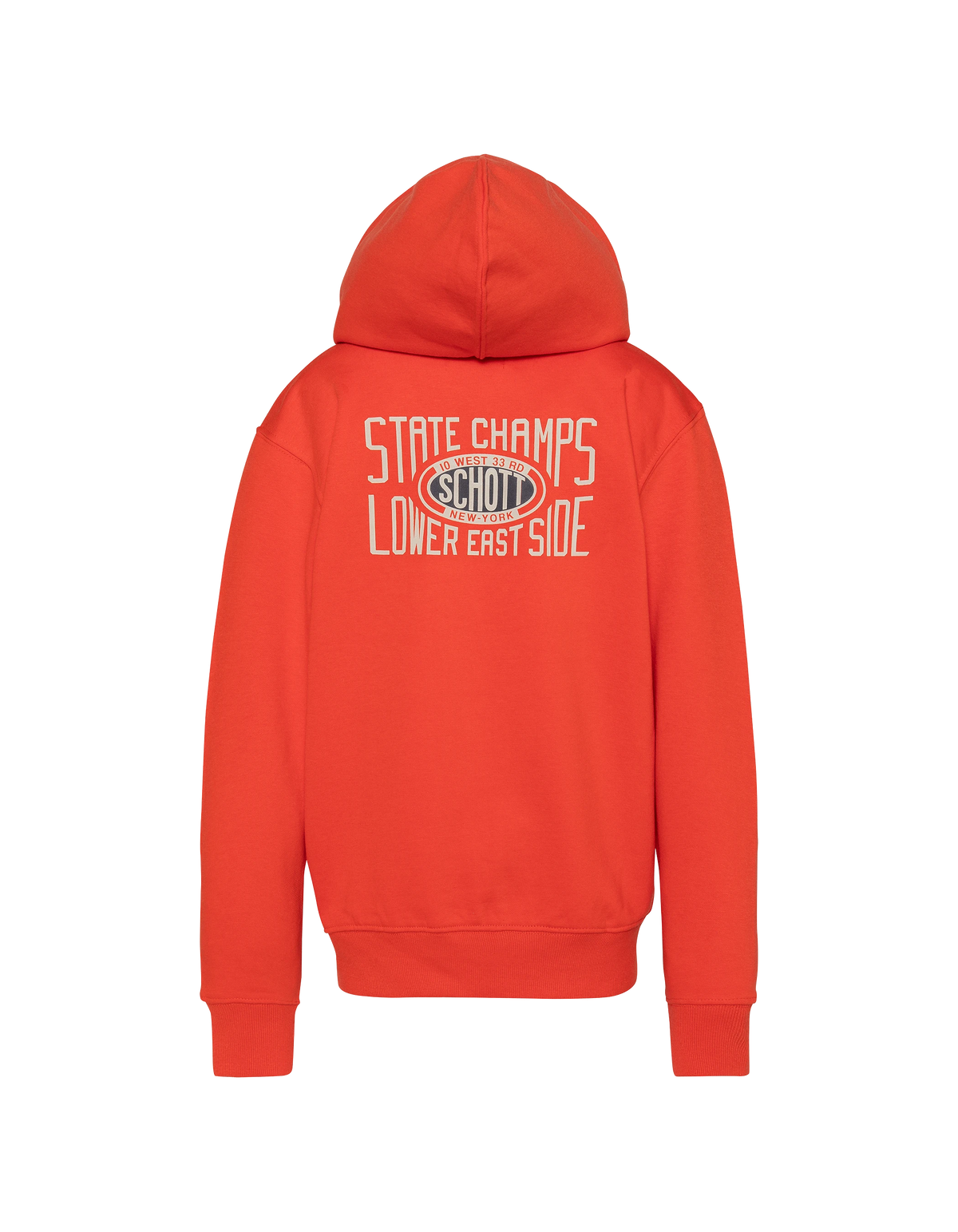 Sweatshirt zippé à capuche orange imprimé au dos enfant