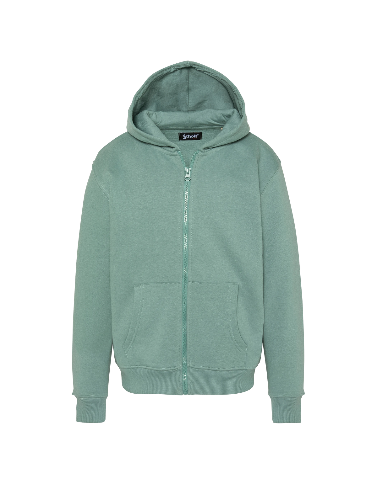 Sweatshirt zippé à capuche sage kaki imprimé au dos enfant