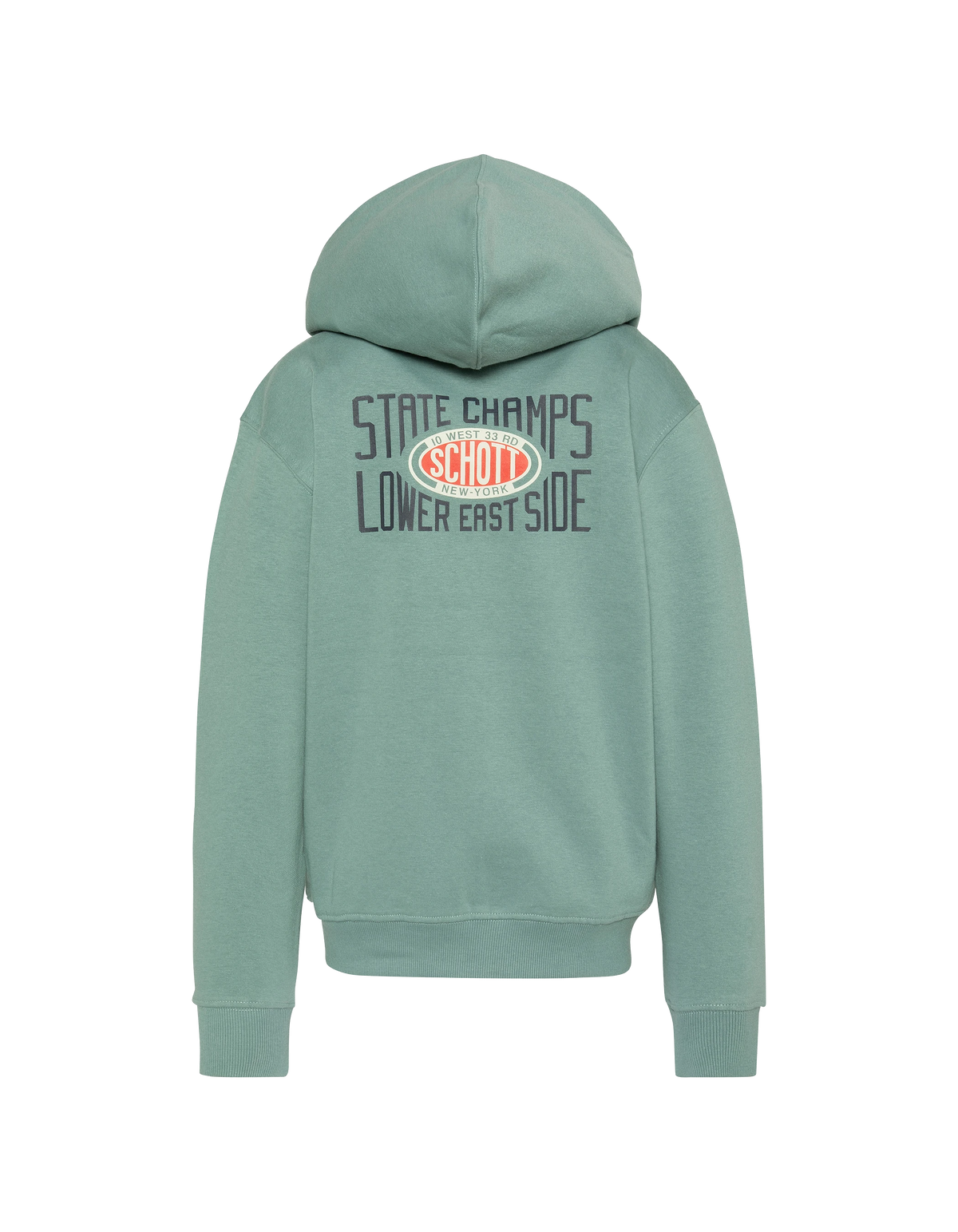 Sweatshirt zippé à capuche sage kaki imprimé au dos enfant