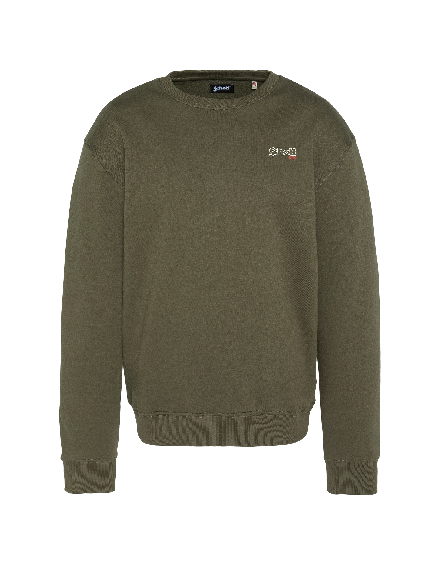 Felpa kaki a collo rotondo