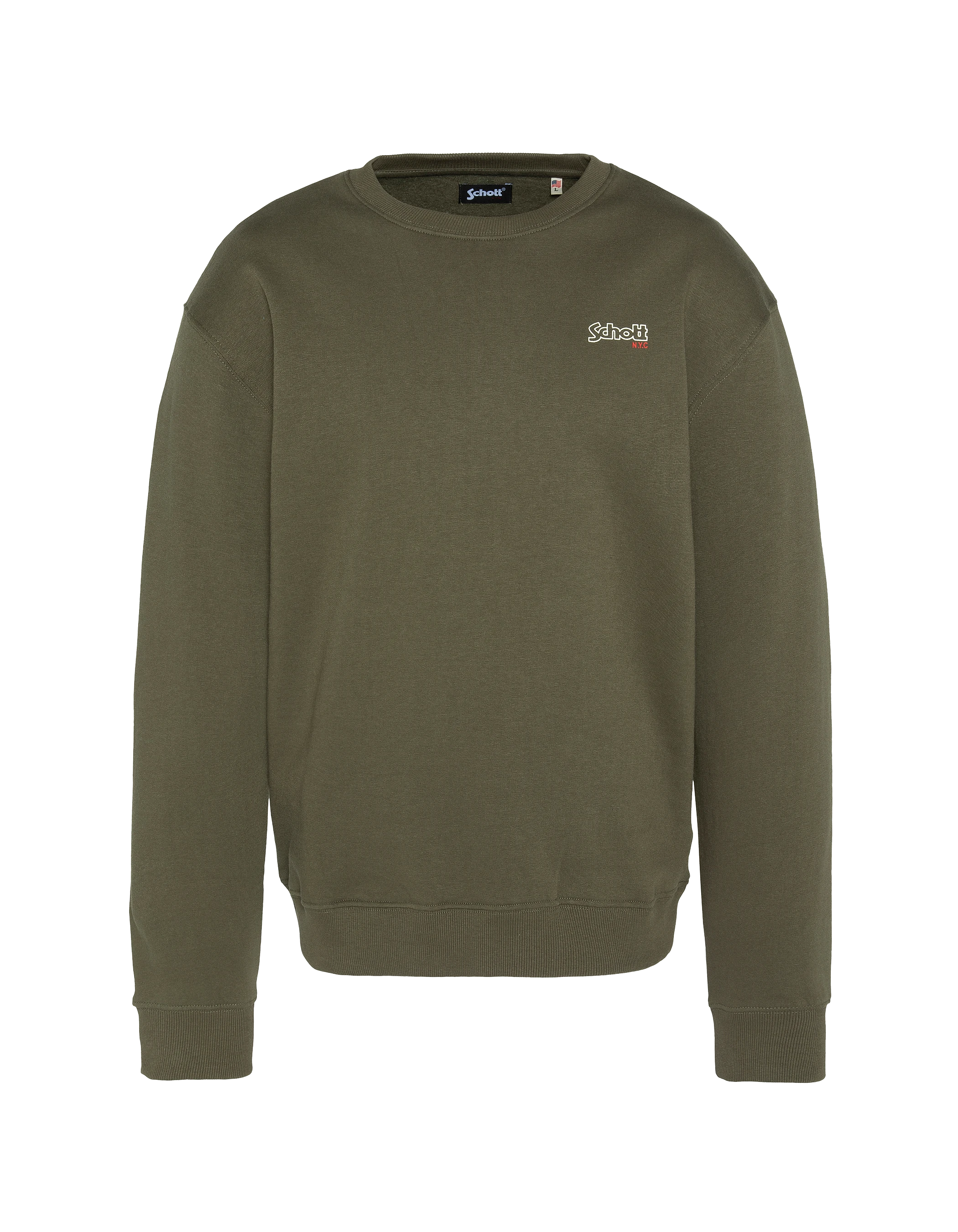 Felpa kaki a collo rotondo-1