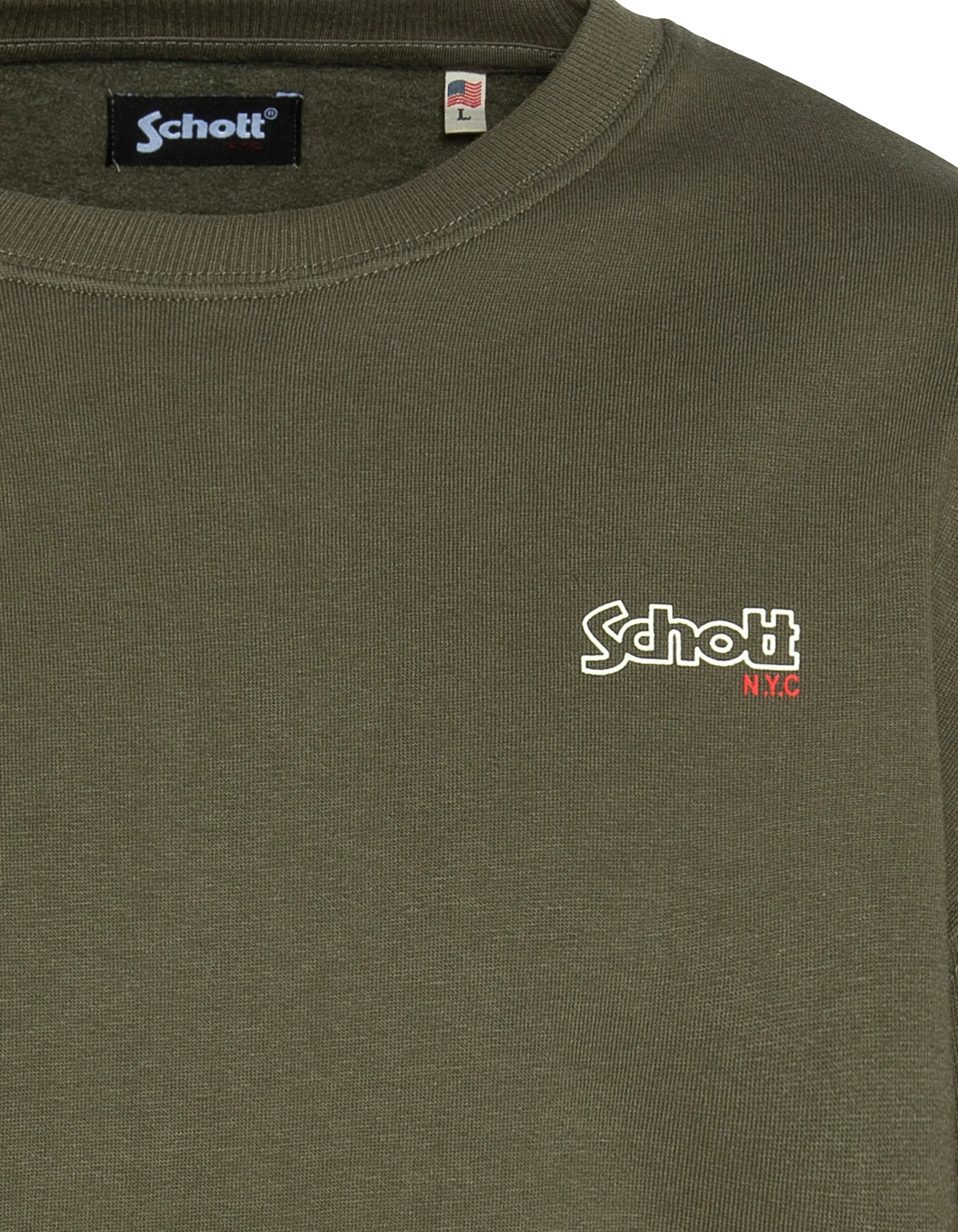 Felpa kaki a collo rotondo-3