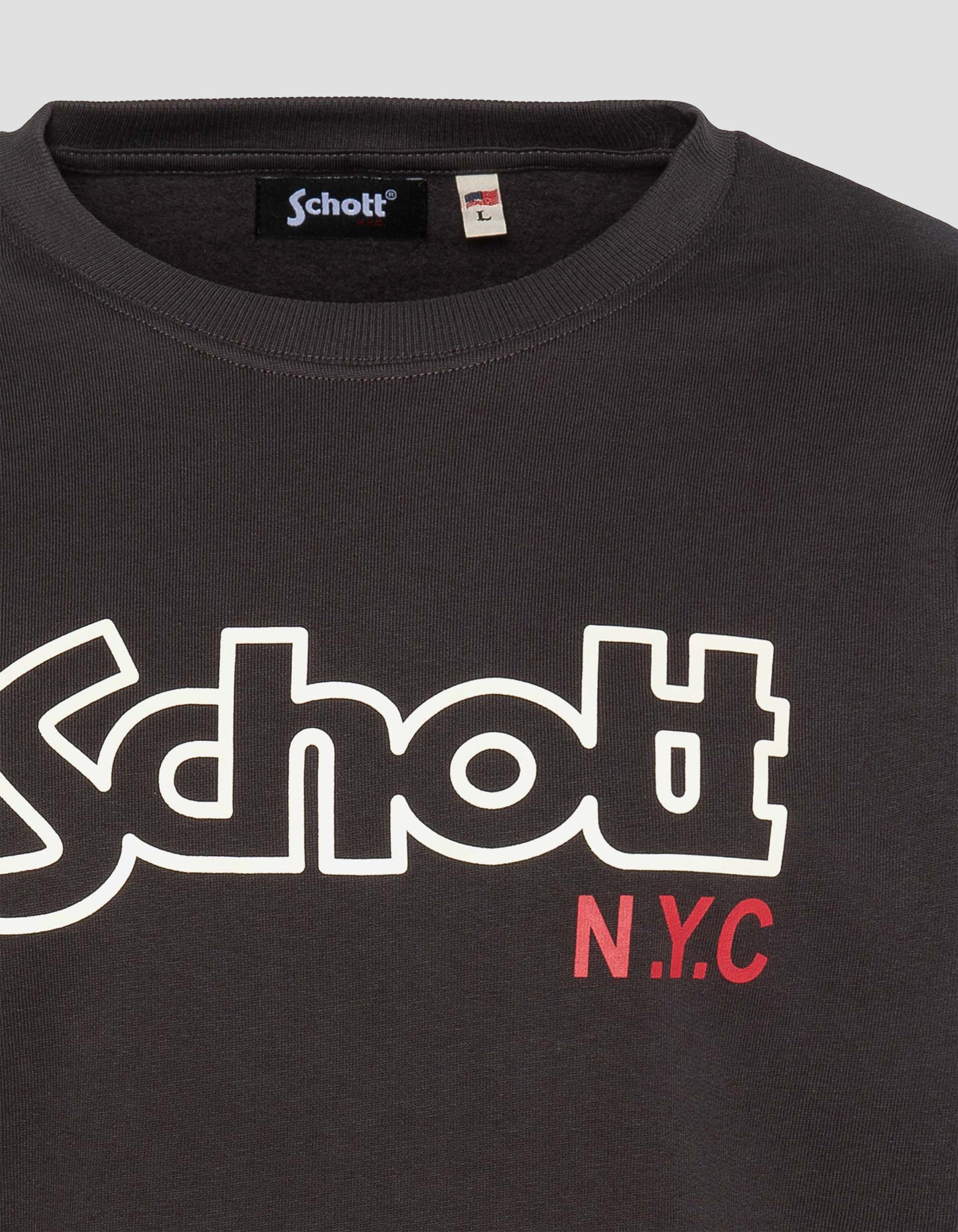 Felpa antracite a collo tondo-3