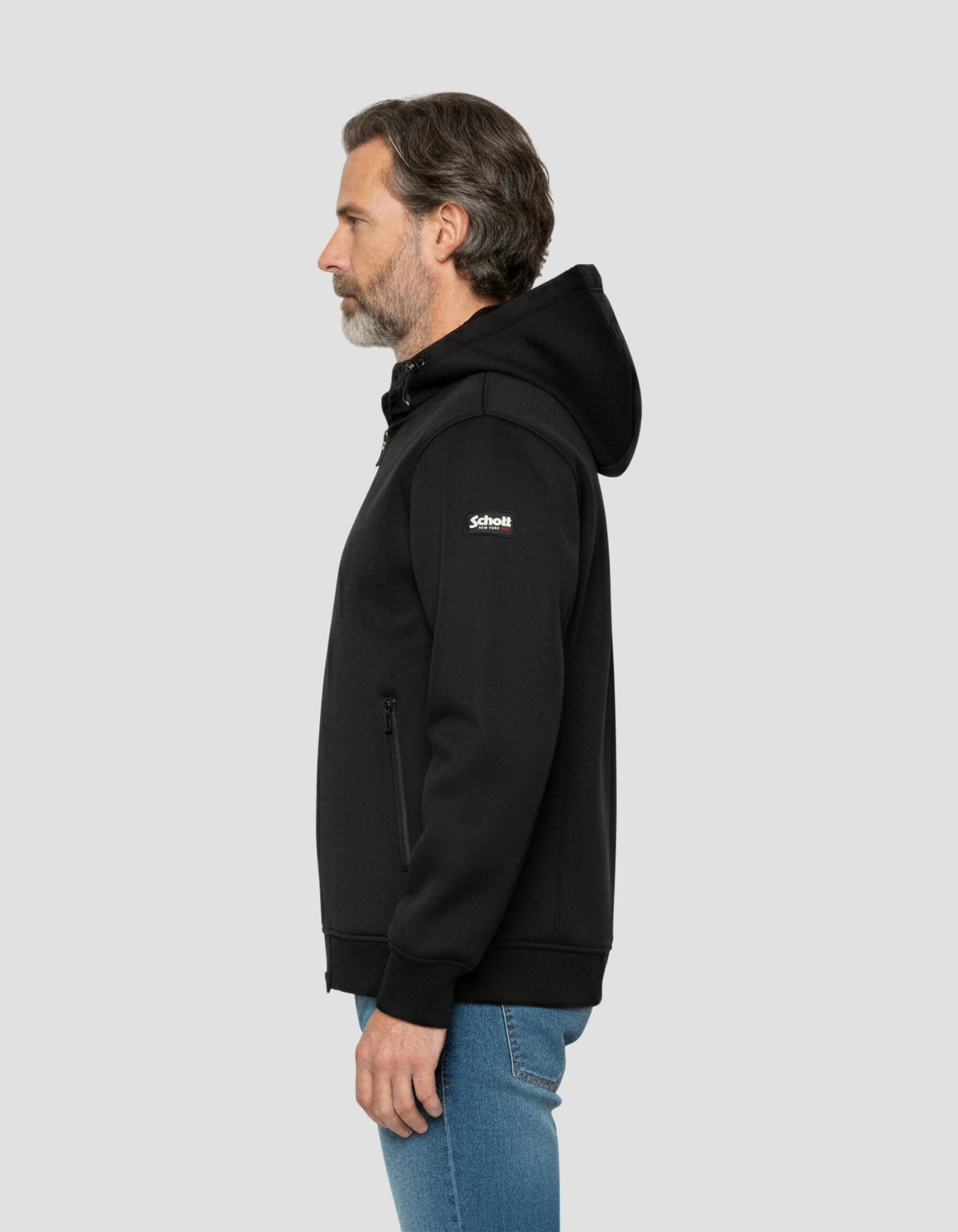 Chaleco negro técnico encapuchado