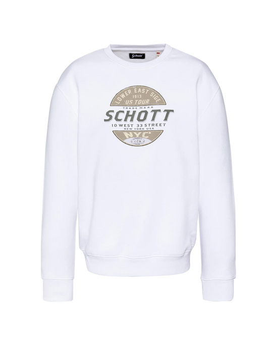 Weiß mit runden Nacken -Sweatshirt