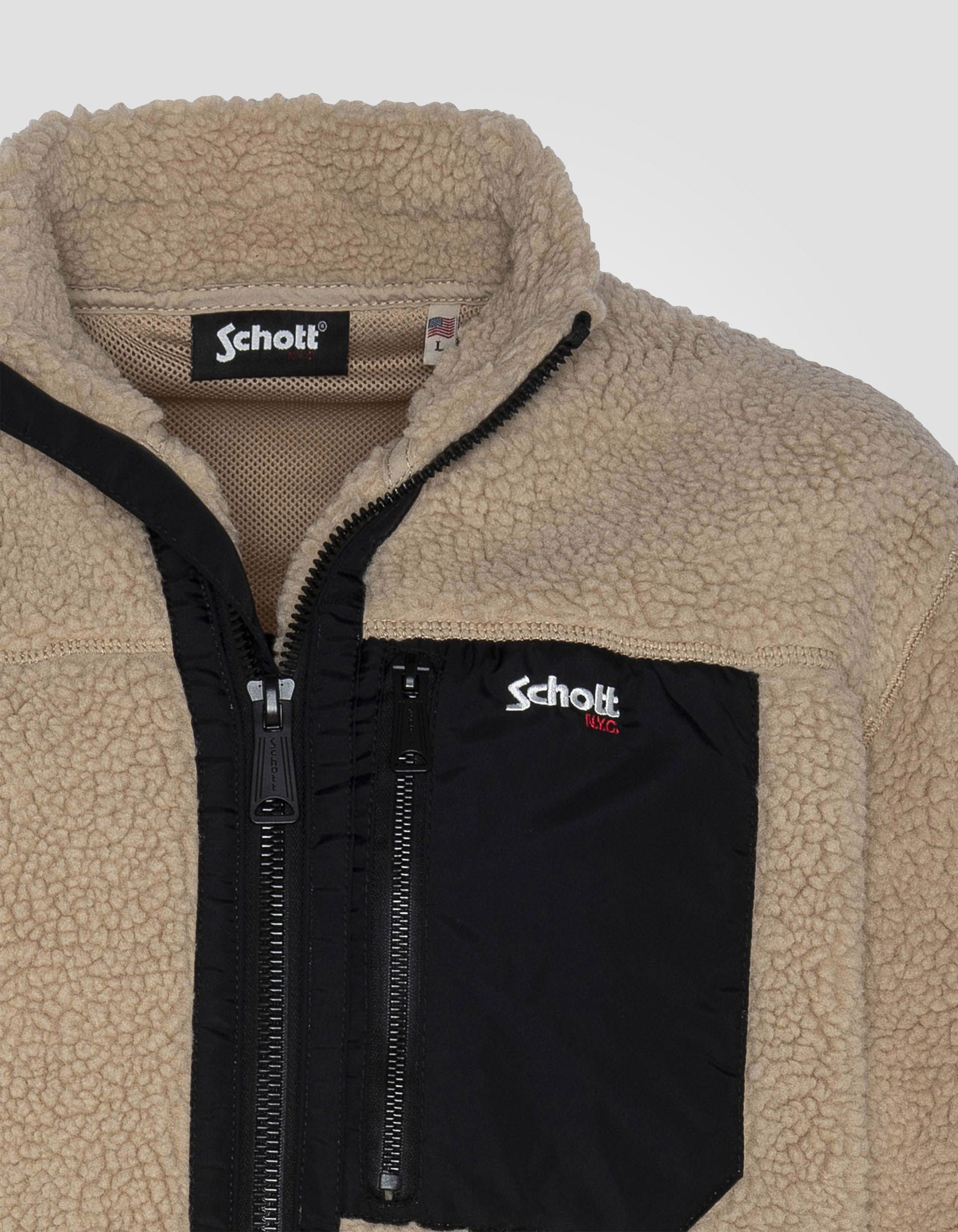 Blouson sherpa zippée beige-5