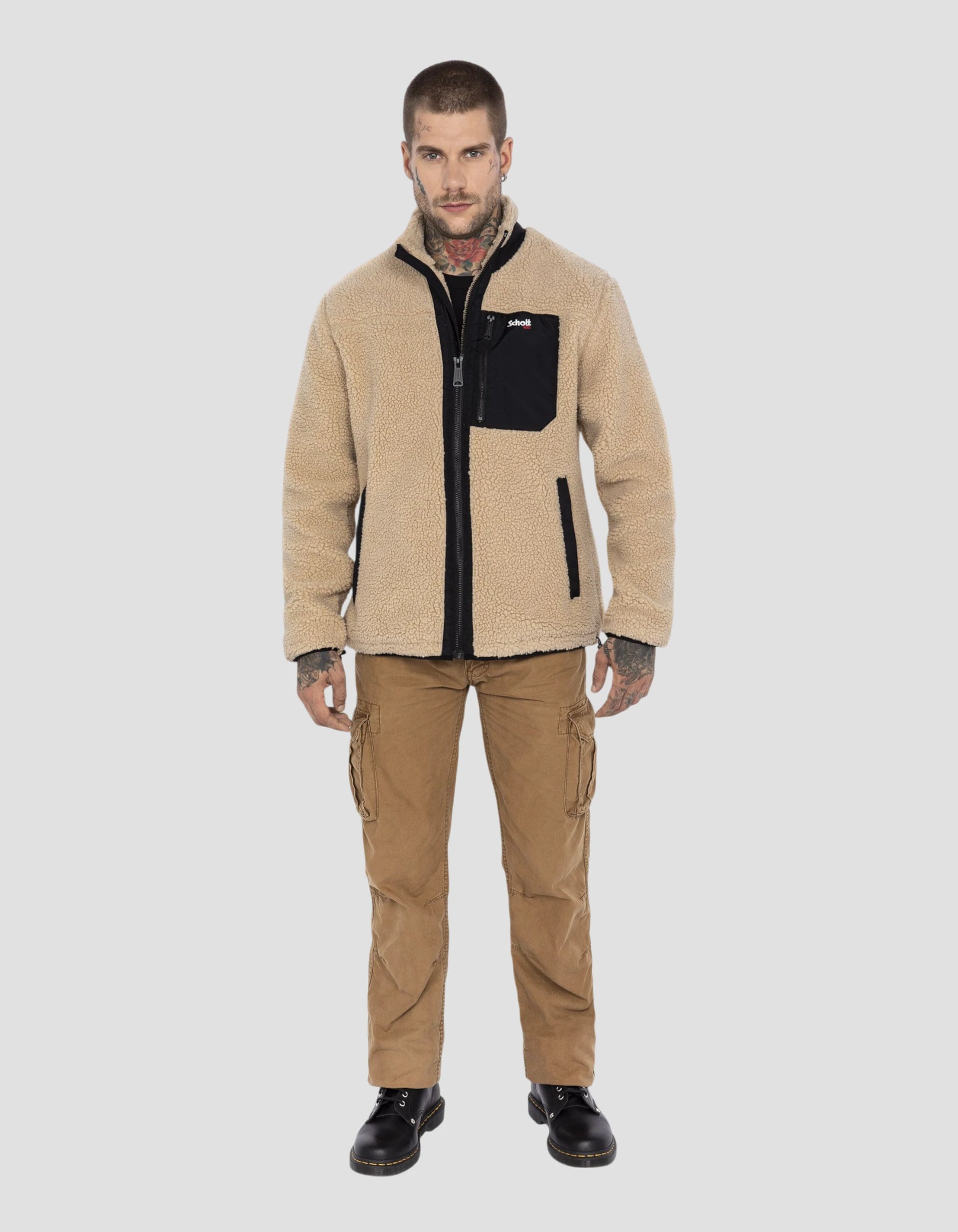 Beige zipped sherpa jacket - Swwade1 | Schott NYC®