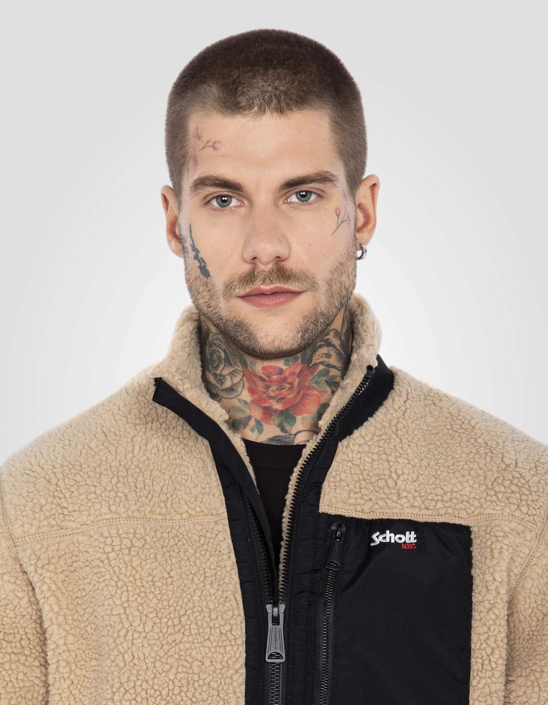 Blouson sherpa zippée beige-4