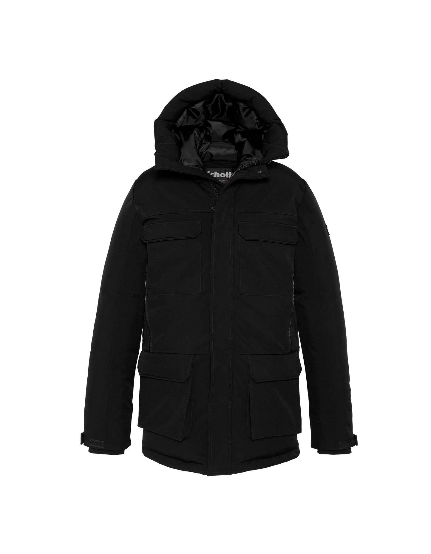 Schwarzer Parka mit Multipoche