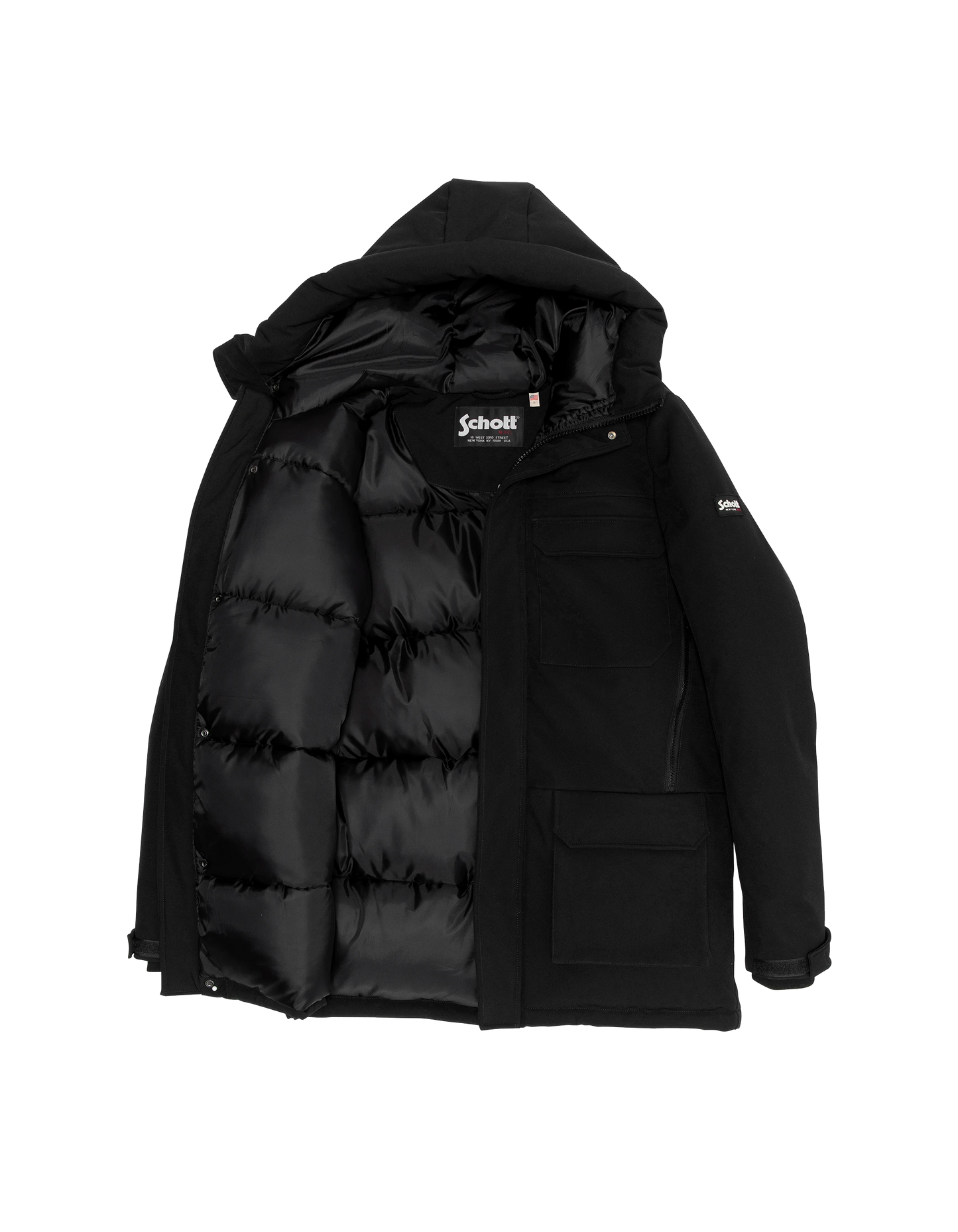 Schwarzer Parka mit Multipoche