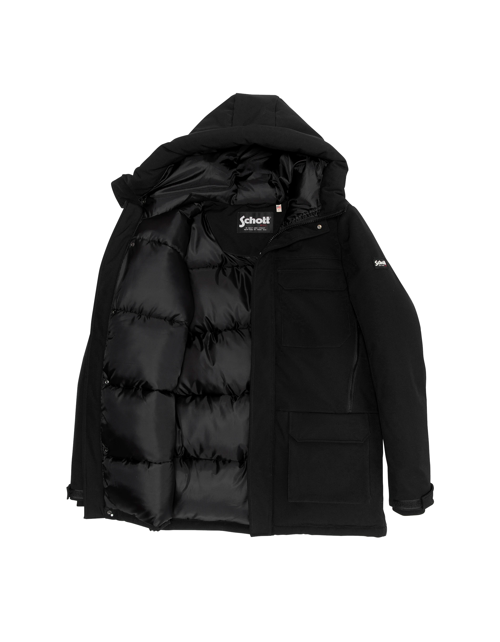 Schwarzer Parka mit Multipoche-6