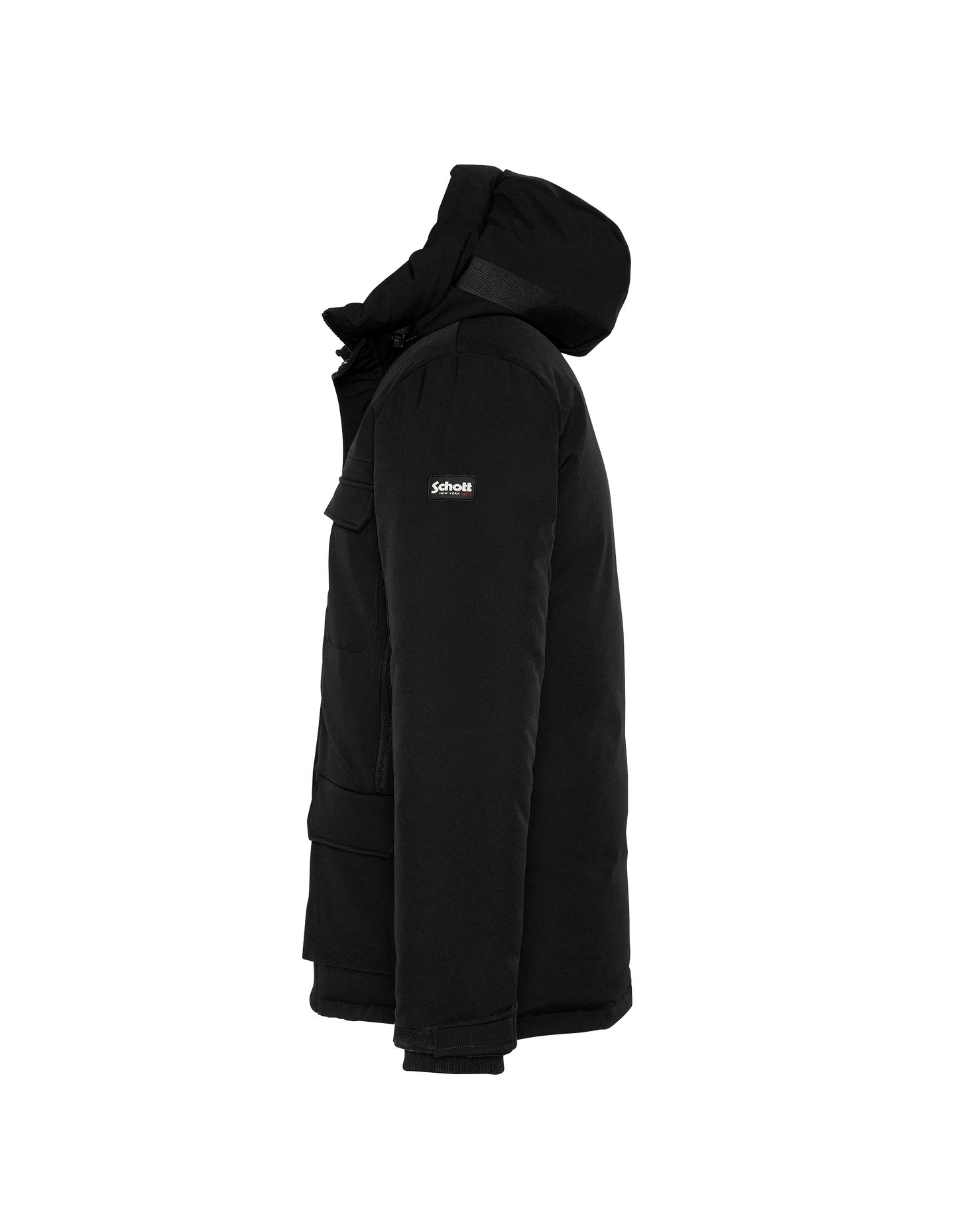 Schwarzer Parka mit Multipoche