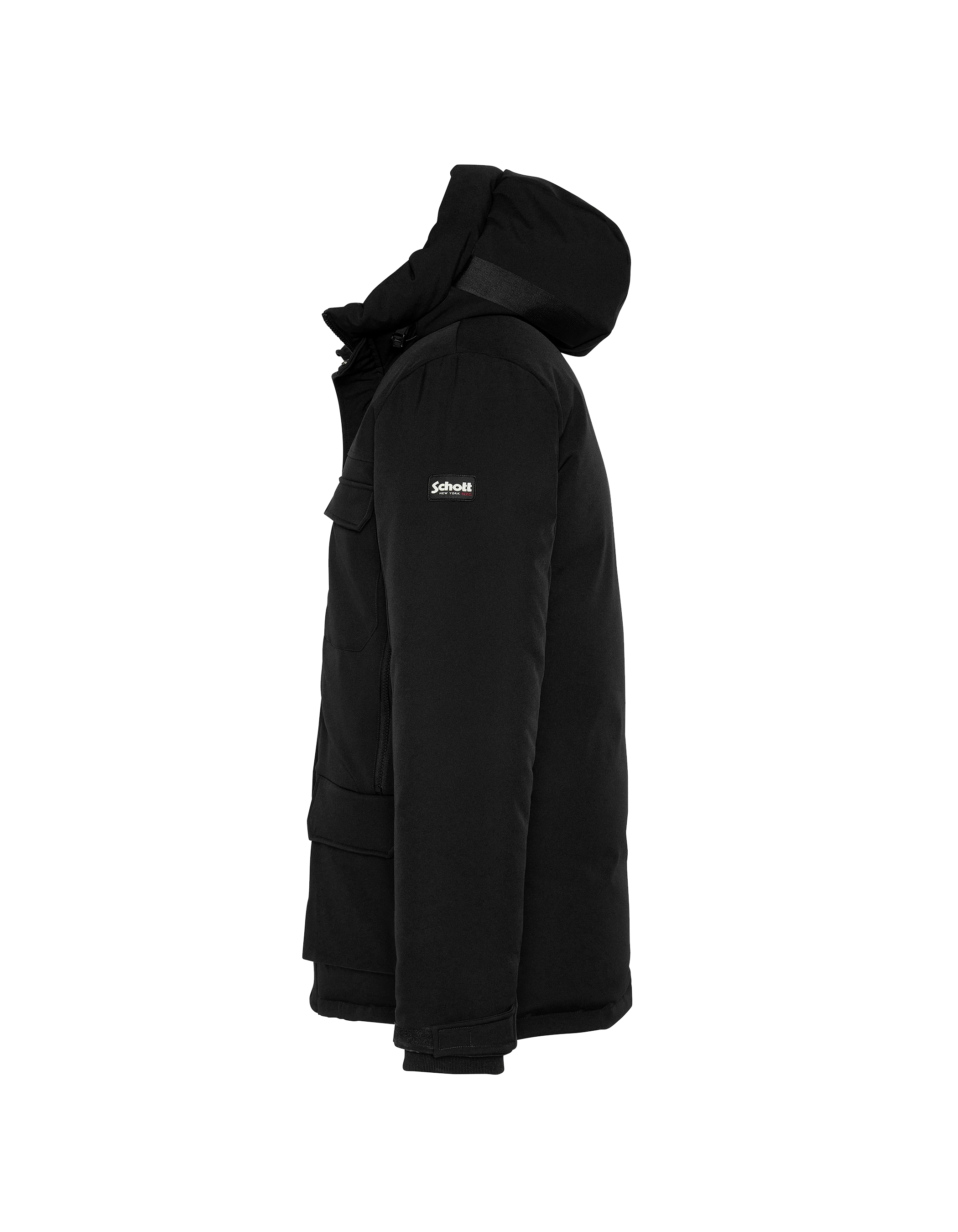 Schwarzer Parka mit Multipoche-7