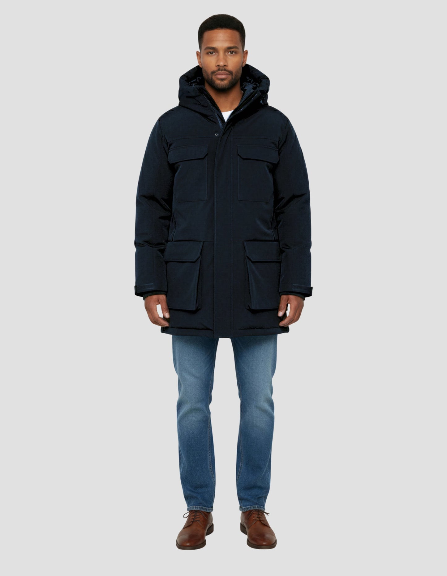 Marine Blue Parka mit Multipoche Hoodies