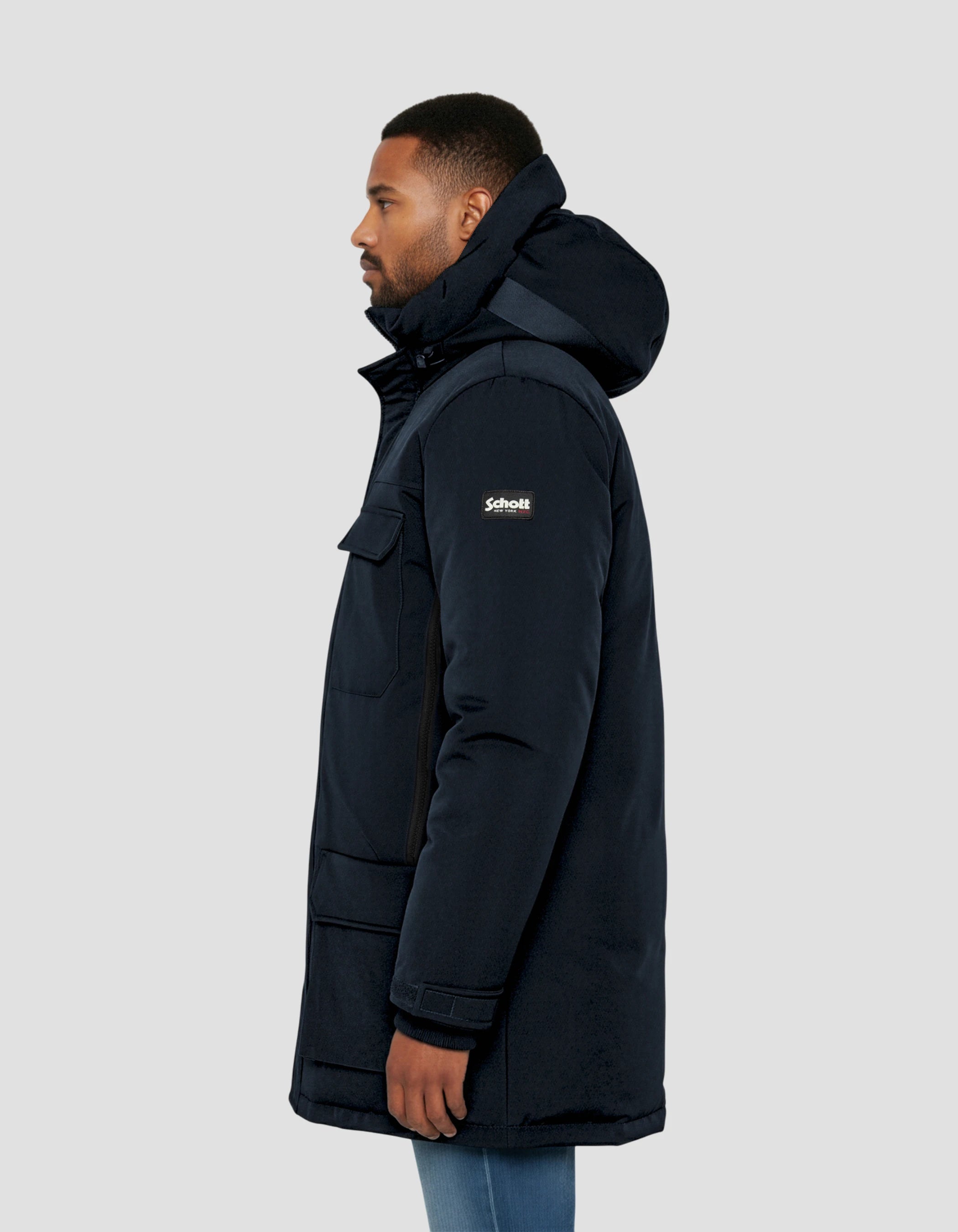 Marine Blue Parka mit Multipoche Hoodies-3