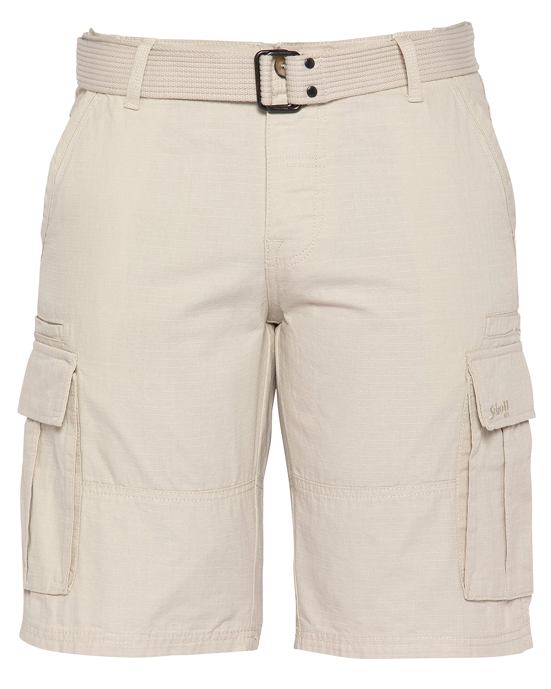 Beigefarbene Combat-Shorts mit Gürtel-1